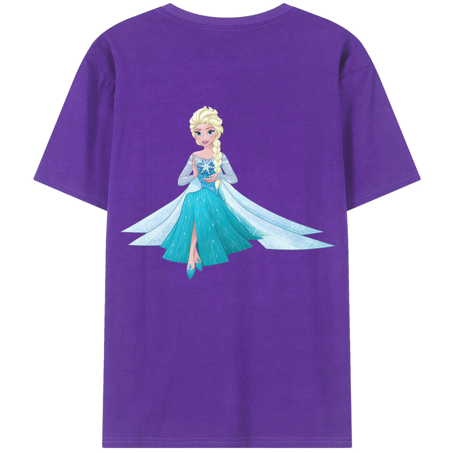 （画像用） アナと雪の女王 アンナ エルサ Frozen Anna Elsa 綿100％ メンズ半袖Tシャツ（バックプリント） 通気性