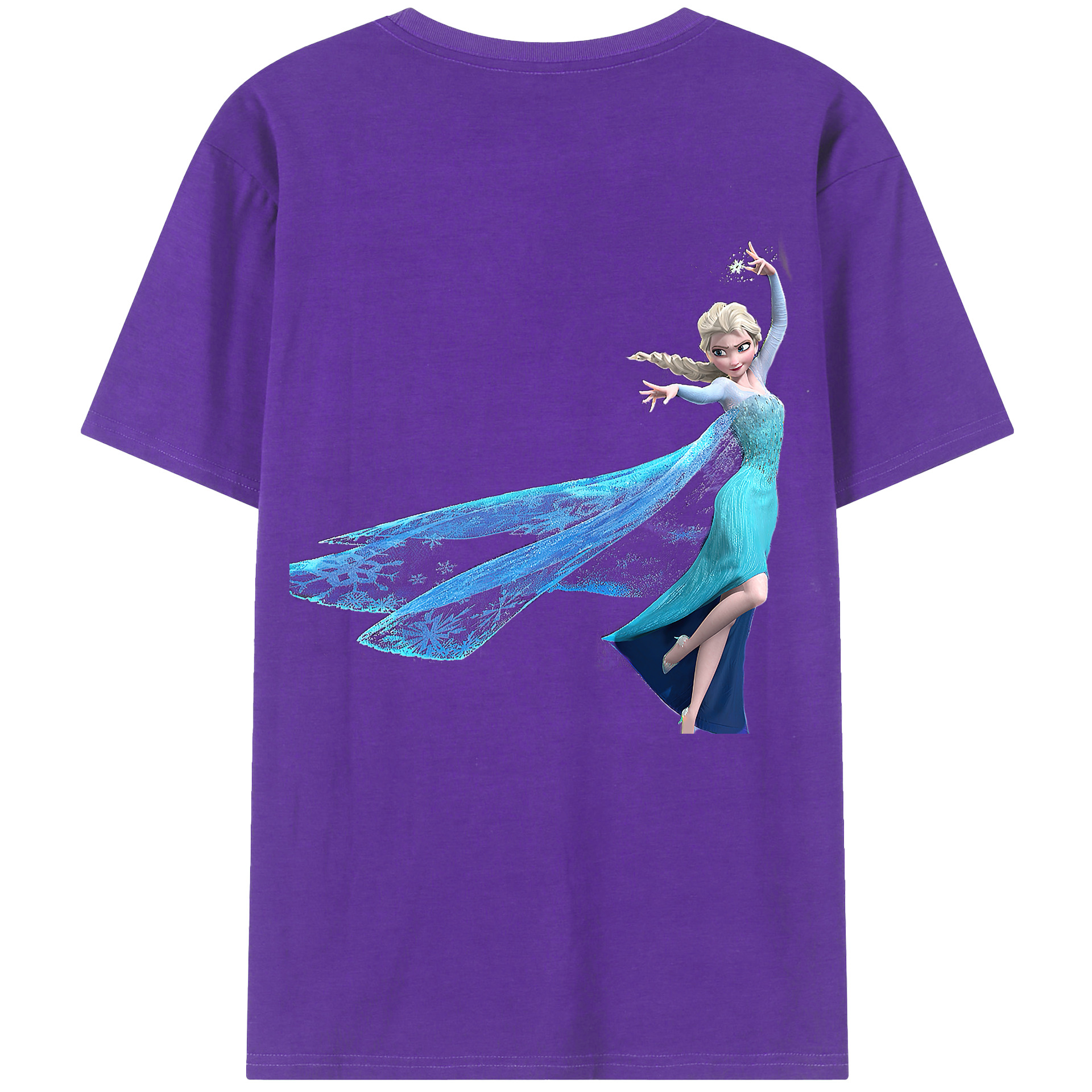 （画像用） アナと雪の女王 アンナ エルサ Frozen Anna Elsa 綿100％ メンズ半袖Tシャツ（バックプリント） 通気性