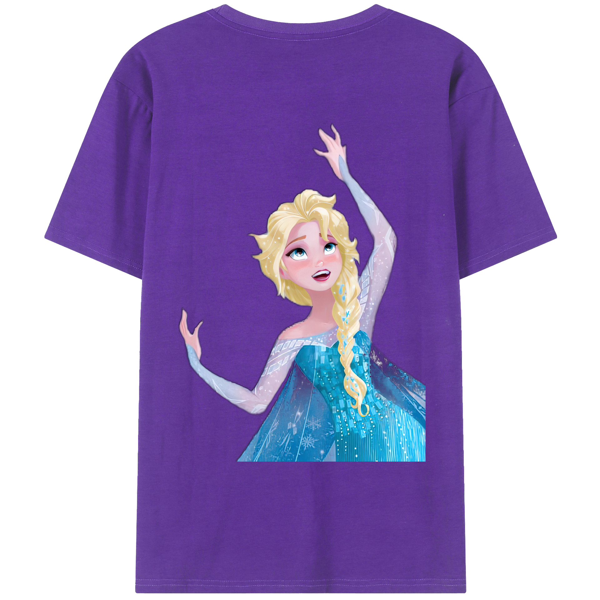 （画像用） アナと雪の女王 アンナ エルサ Frozen Anna Elsa 綿100％ メンズ半袖Tシャツ（バックプリント） 通気性