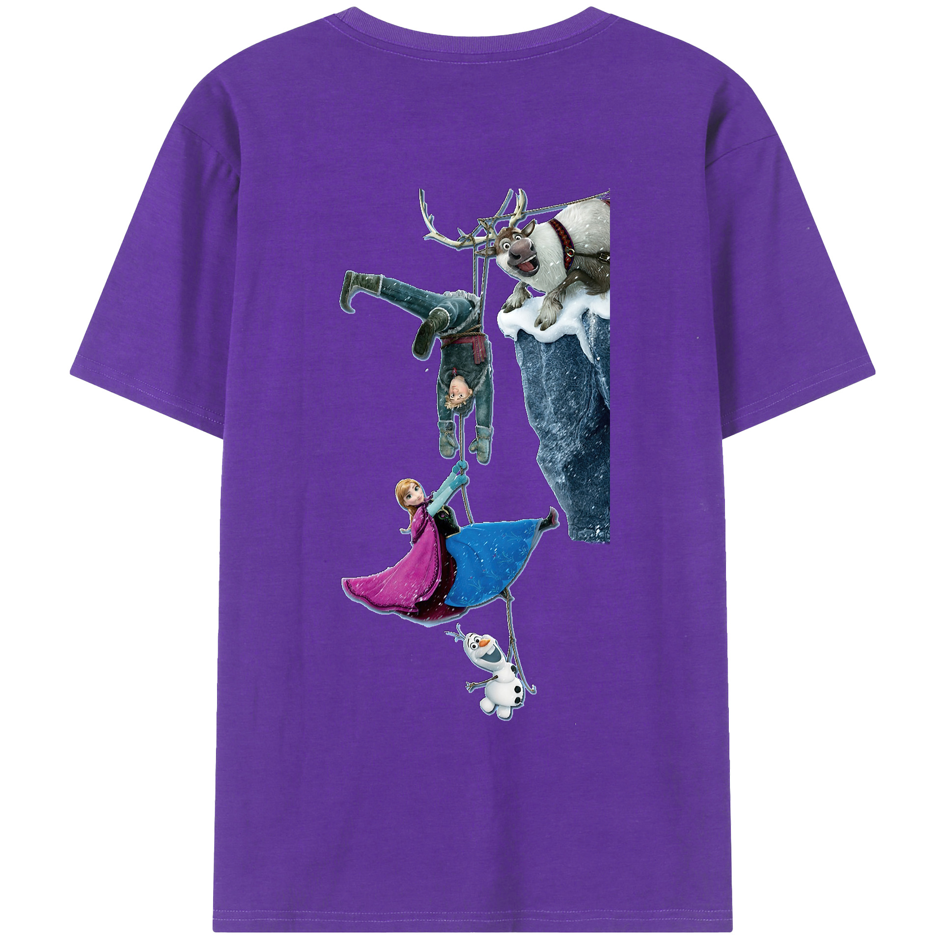 （画像用） アナと雪の女王 アンナ エルサ Frozen Anna Elsa 綿100％ メンズ半袖Tシャツ（バックプリント） 通気性
