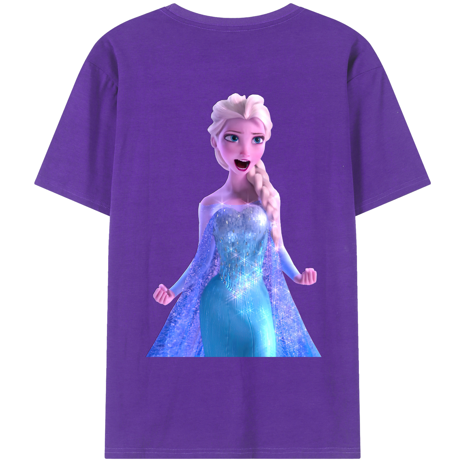 （画像用） アナと雪の女王 アンナ エルサ Frozen Anna Elsa 綿100％ メンズ半袖Tシャツ（バックプリント） 通気性