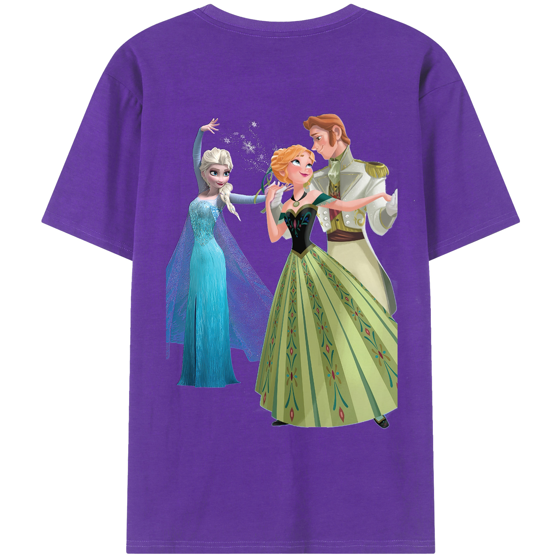 （画像用） アナと雪の女王 アンナ エルサ Frozen Anna Elsa 綿100％ メンズ半袖Tシャツ（バックプリント） 通気性