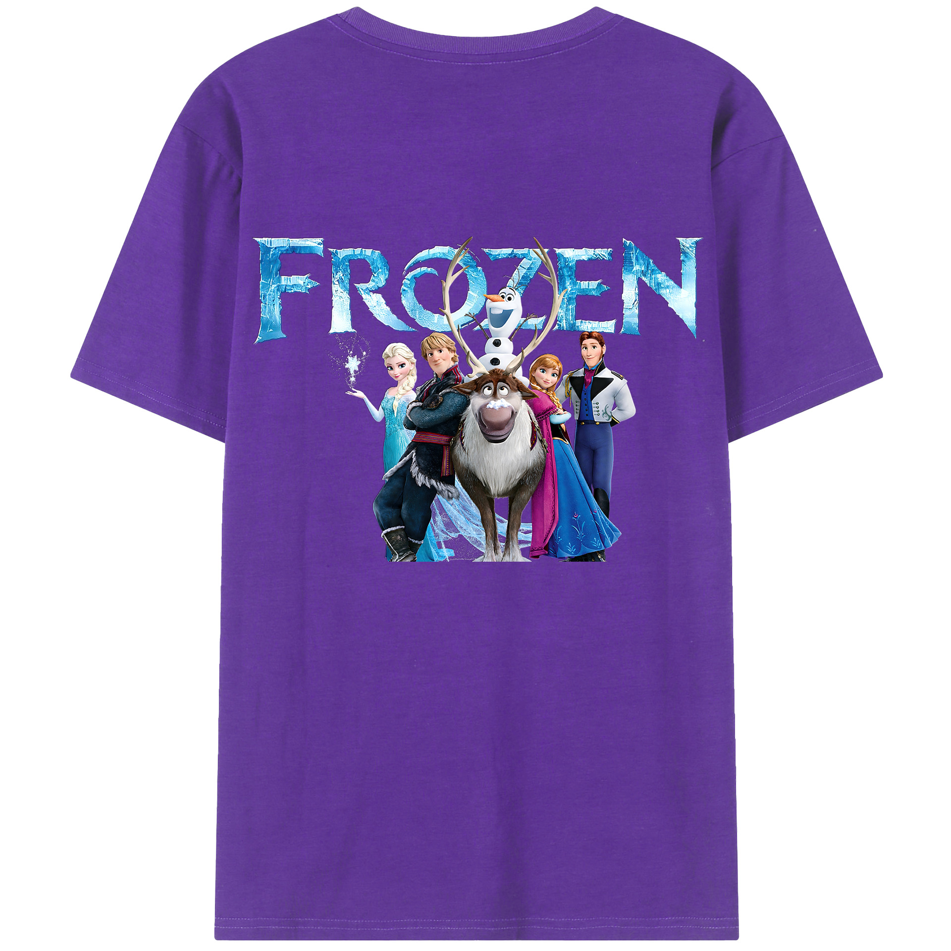 （画像用） アナと雪の女王 アンナ エルサ Frozen Anna Elsa 綿100％ メンズ半袖Tシャツ（バックプリント） 通気性