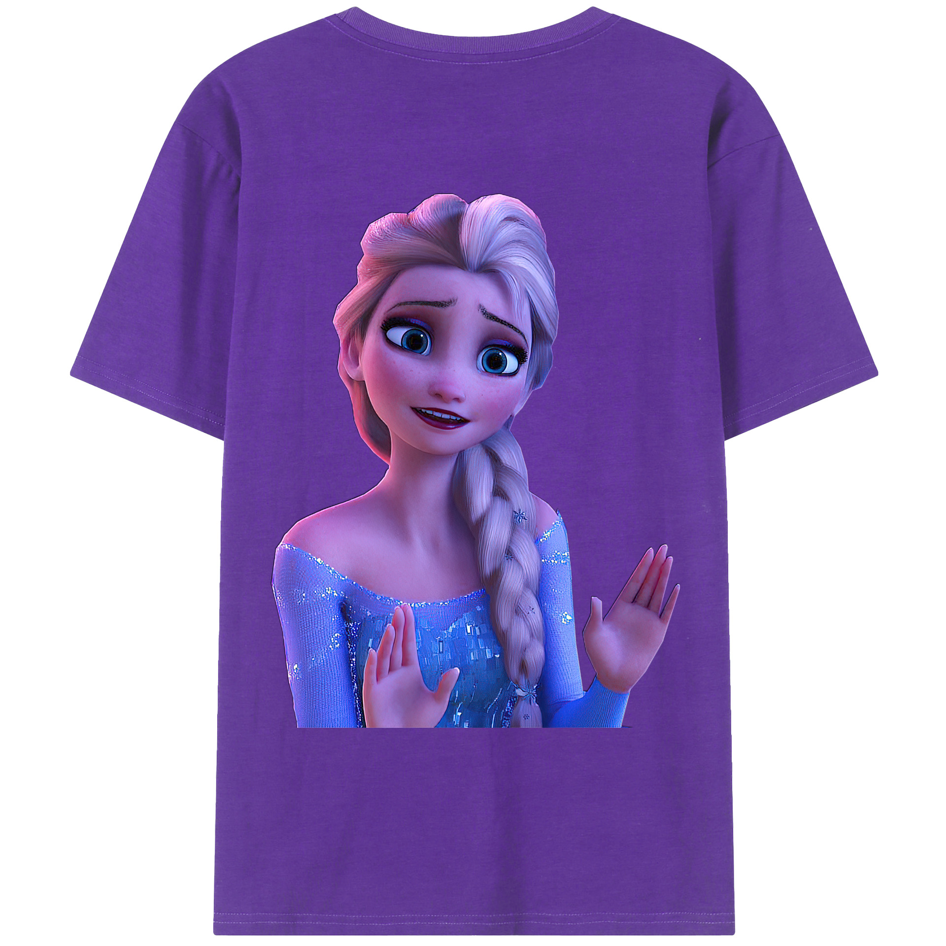 （画像用） アナと雪の女王 アンナ エルサ Frozen Anna Elsa 綿100％ メンズ半袖Tシャツ（バックプリント） 通気性