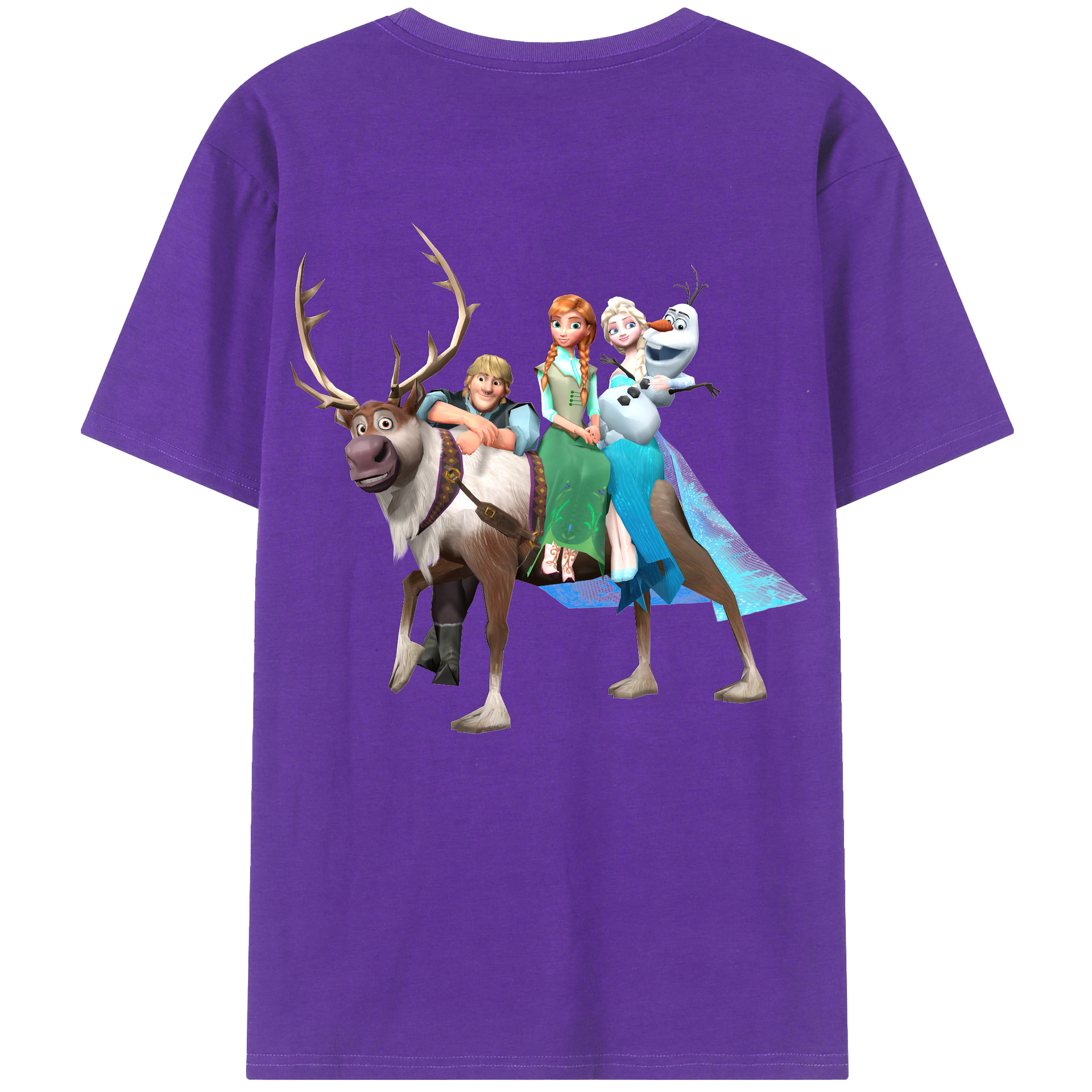 （画像用） アナと雪の女王 アンナ エルサ Frozen Anna Elsa 綿100％ メンズ半袖Tシャツ（バックプリント） 通気性