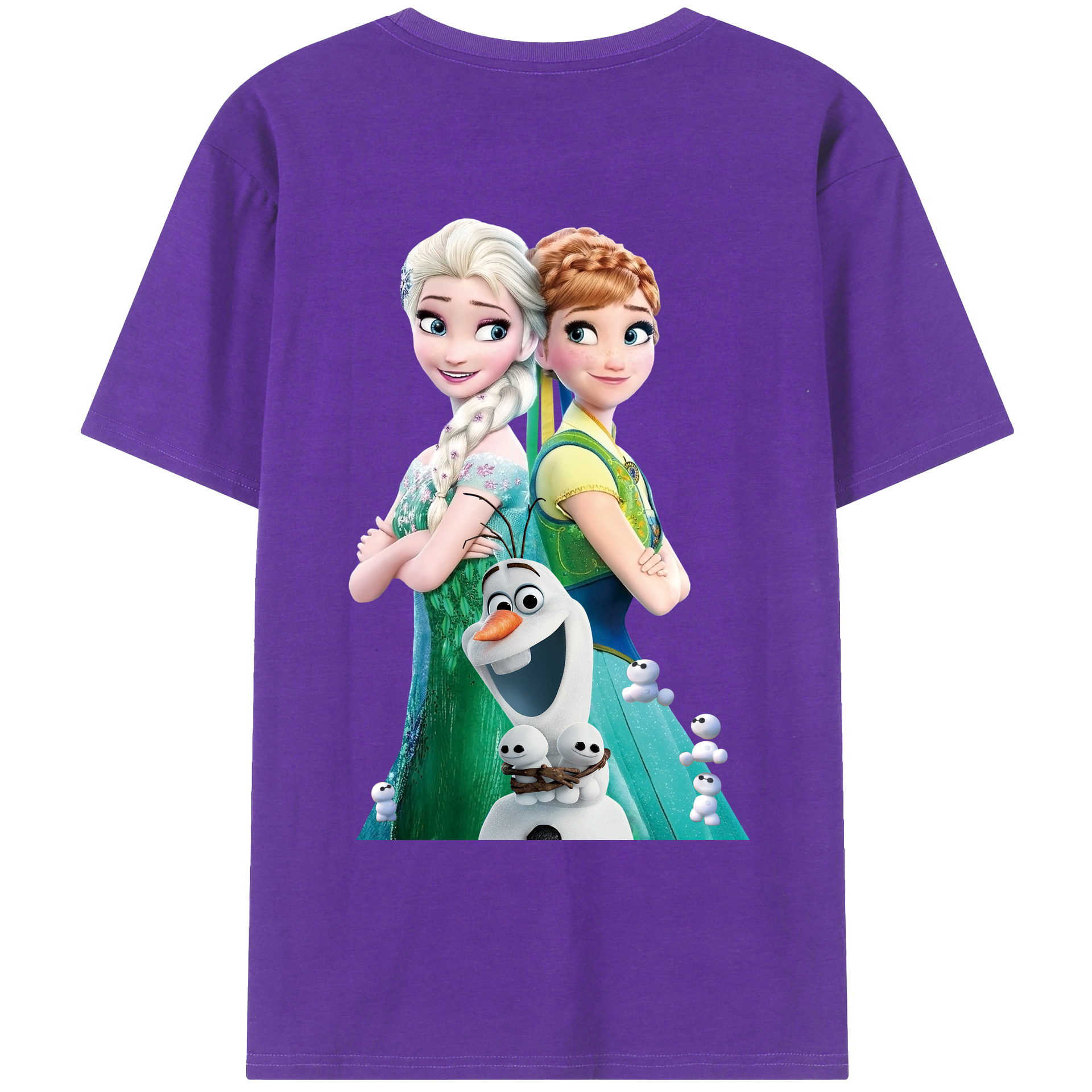 （画像用） アナと雪の女王 アンナ エルサ Frozen Anna Elsa 綿100％ メンズ半袖Tシャツ（バックプリント） 通気性