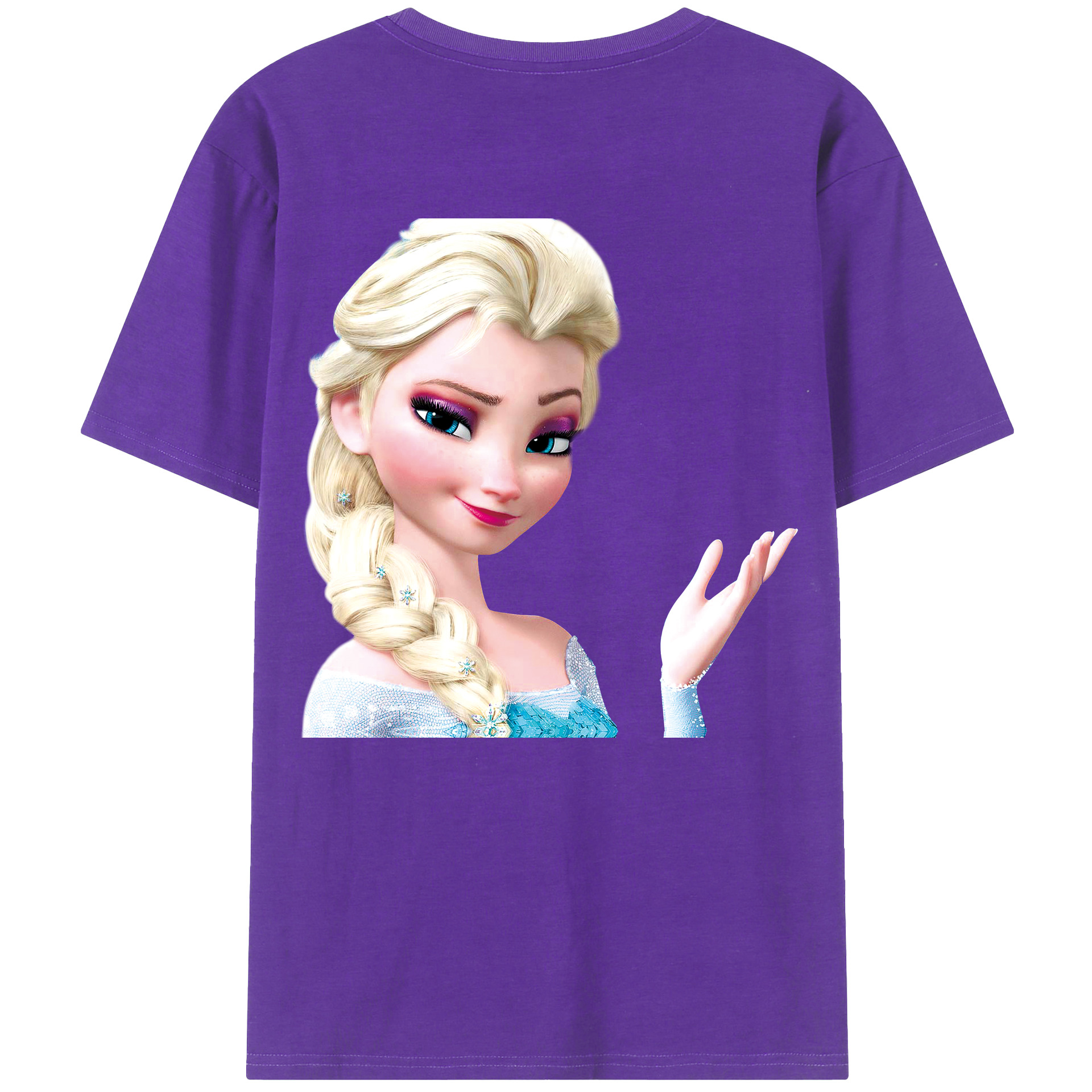 （画像用） アナと雪の女王 アンナ エルサ Frozen Anna Elsa 綿100％ メンズ半袖Tシャツ（バックプリント） 通気性
