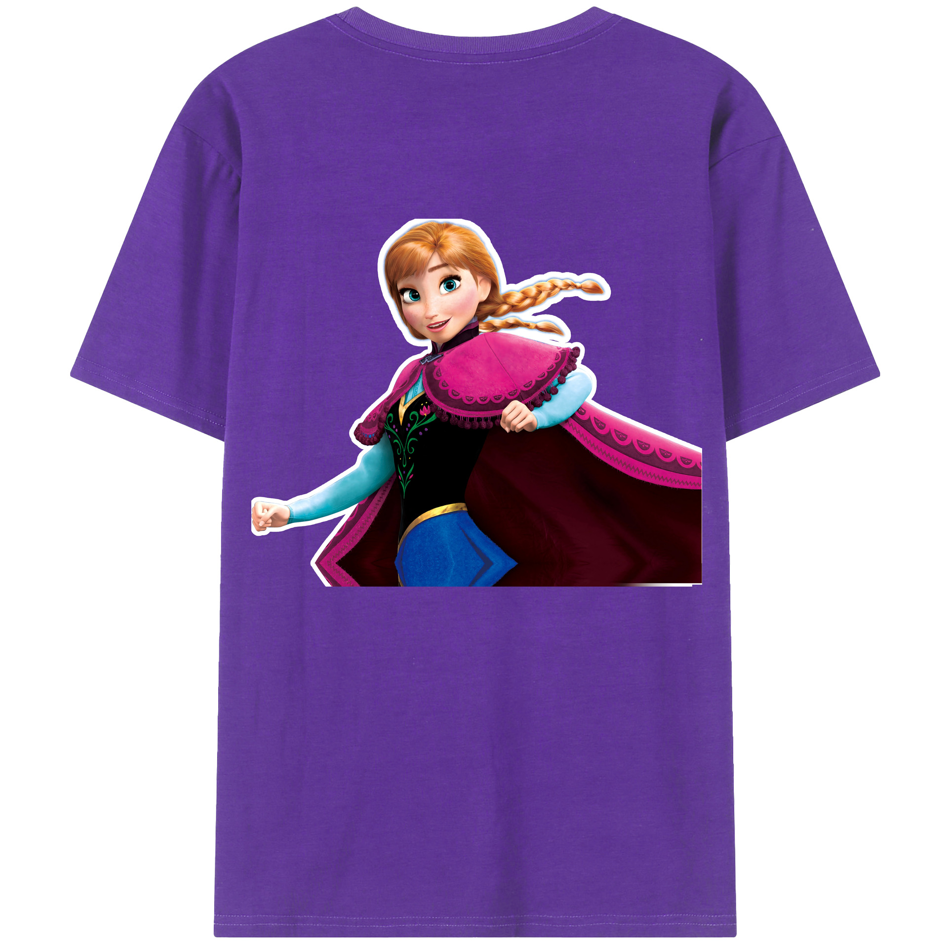 （画像用） アナと雪の女王 アンナ エルサ Frozen Anna Elsa 綿100％ メンズ半袖Tシャツ（バックプリント） 通気性