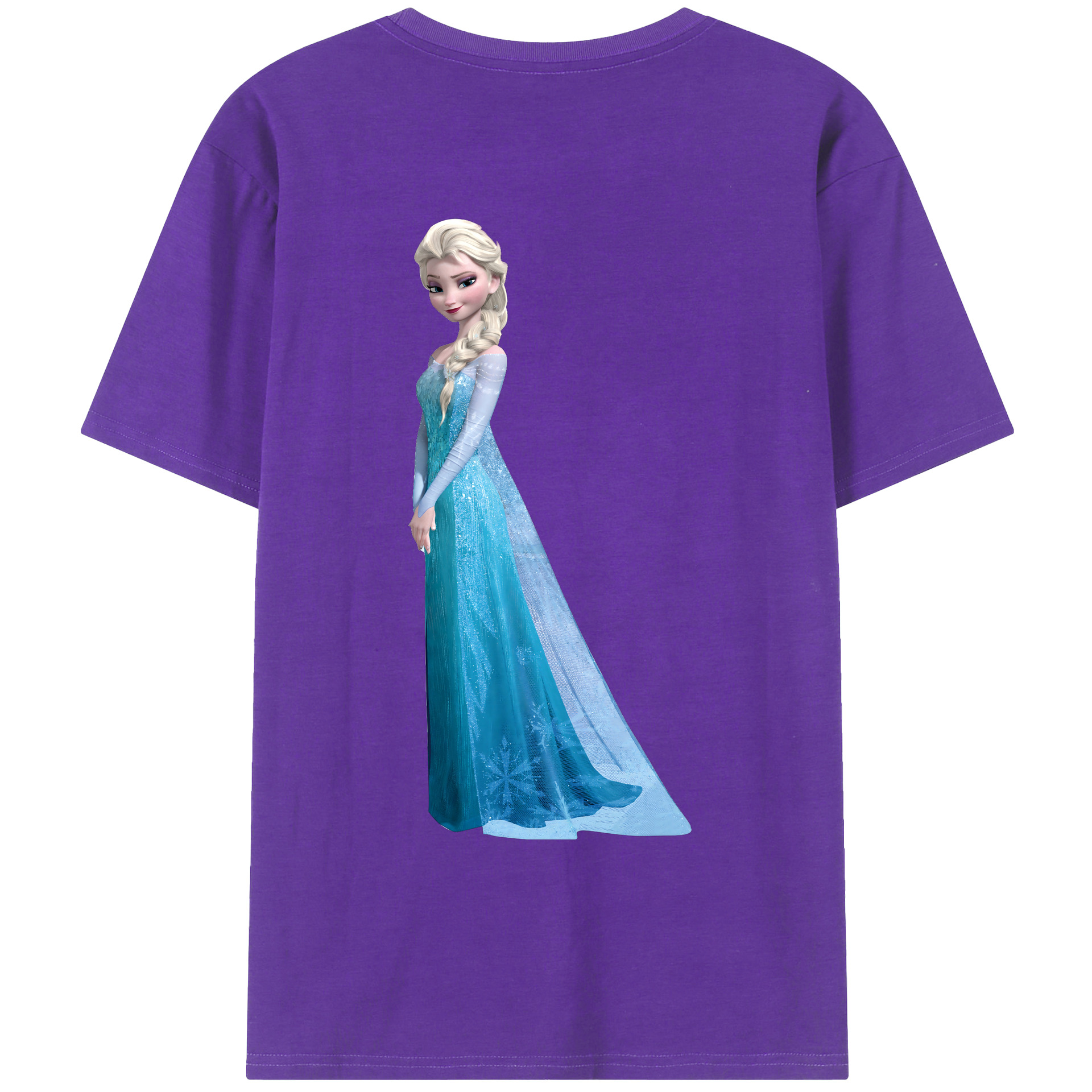 （画像用） アナと雪の女王 アンナ エルサ Frozen Anna Elsa 綿100％ メンズ半袖Tシャツ（バックプリント） 通気性