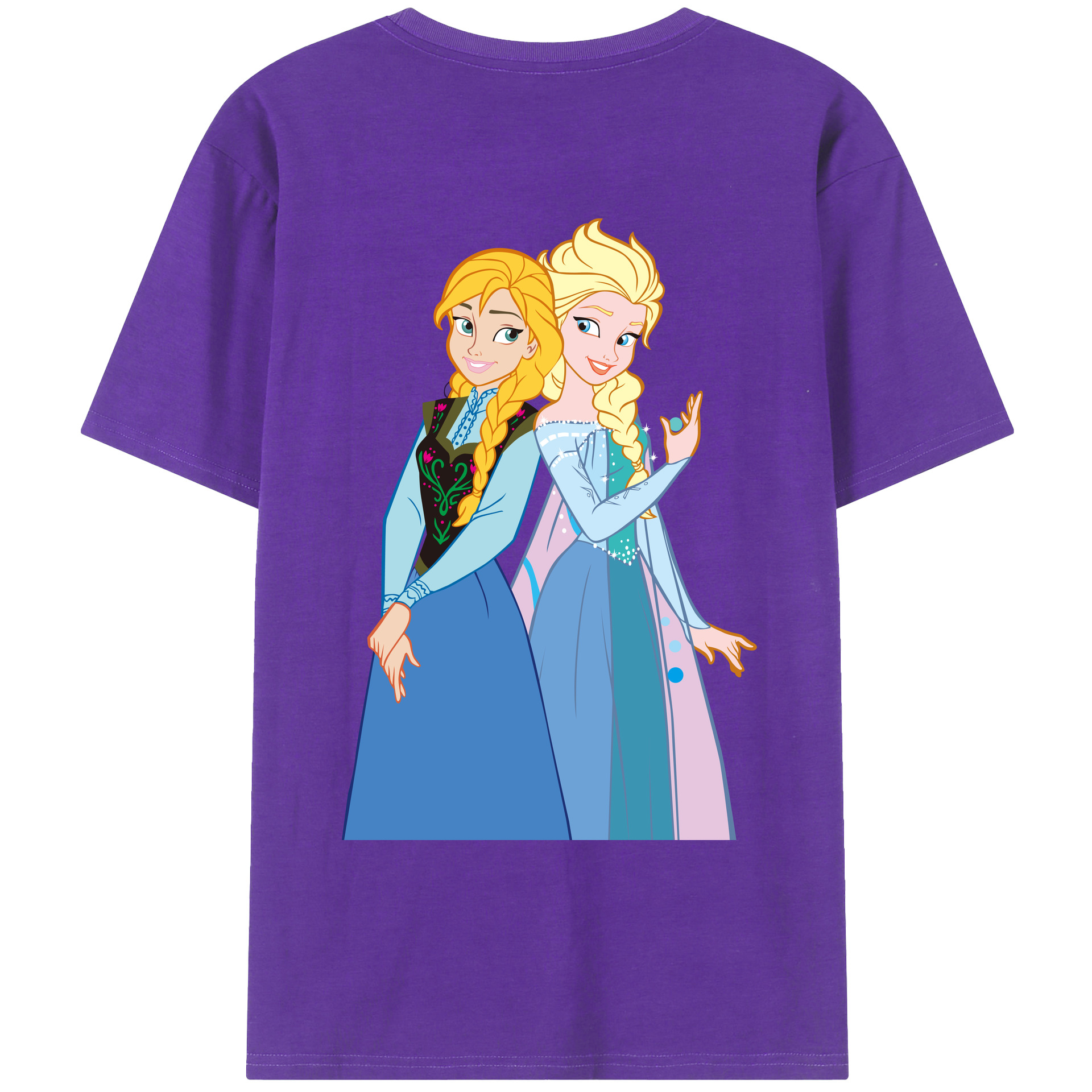 （画像用） アナと雪の女王 アンナ エルサ Frozen Anna Elsa 綿100％ メンズ半袖Tシャツ（バックプリント） 通気性