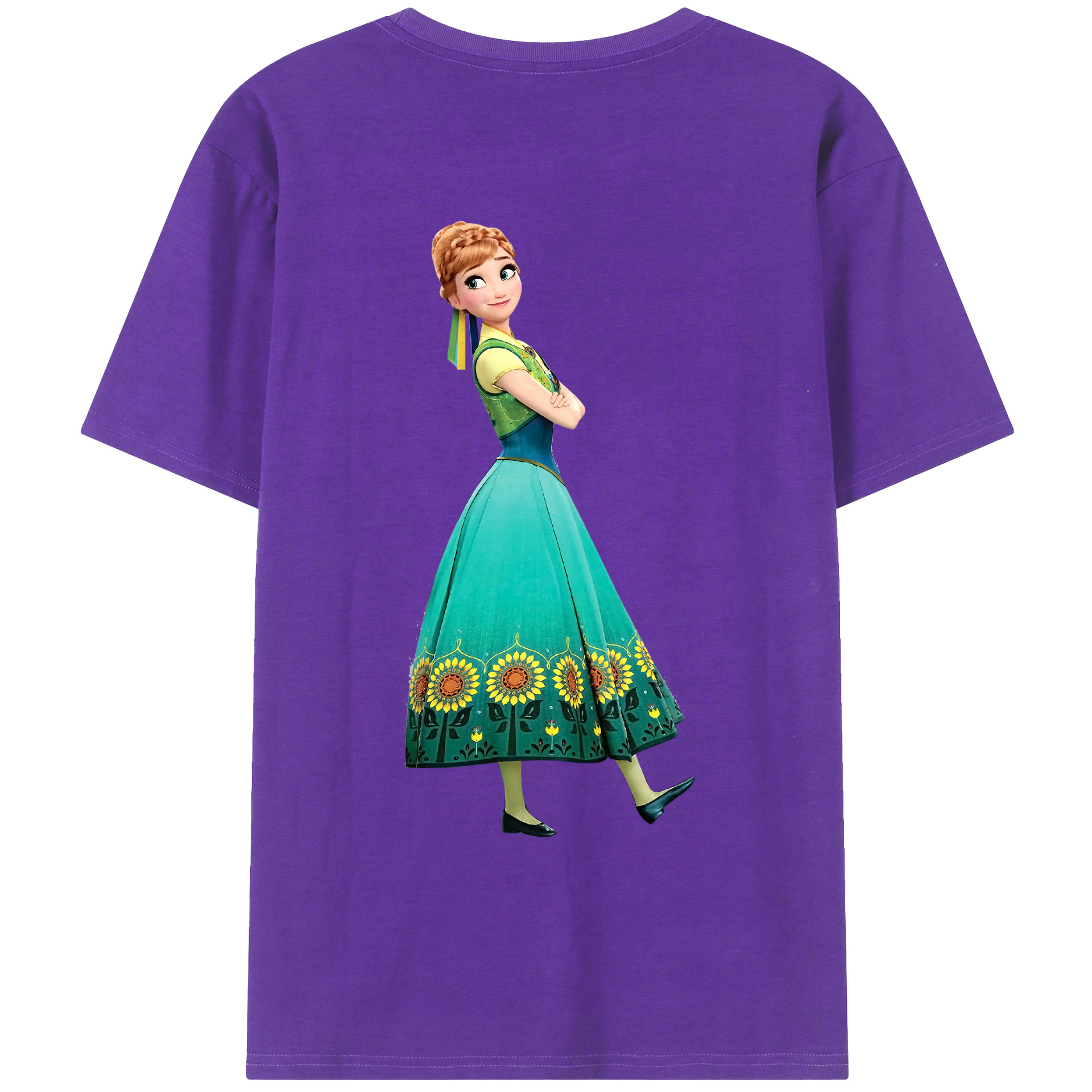 （画像用） アナと雪の女王 アンナ エルサ Frozen Anna Elsa 綿100％ メンズ半袖Tシャツ（バックプリント） 通気性