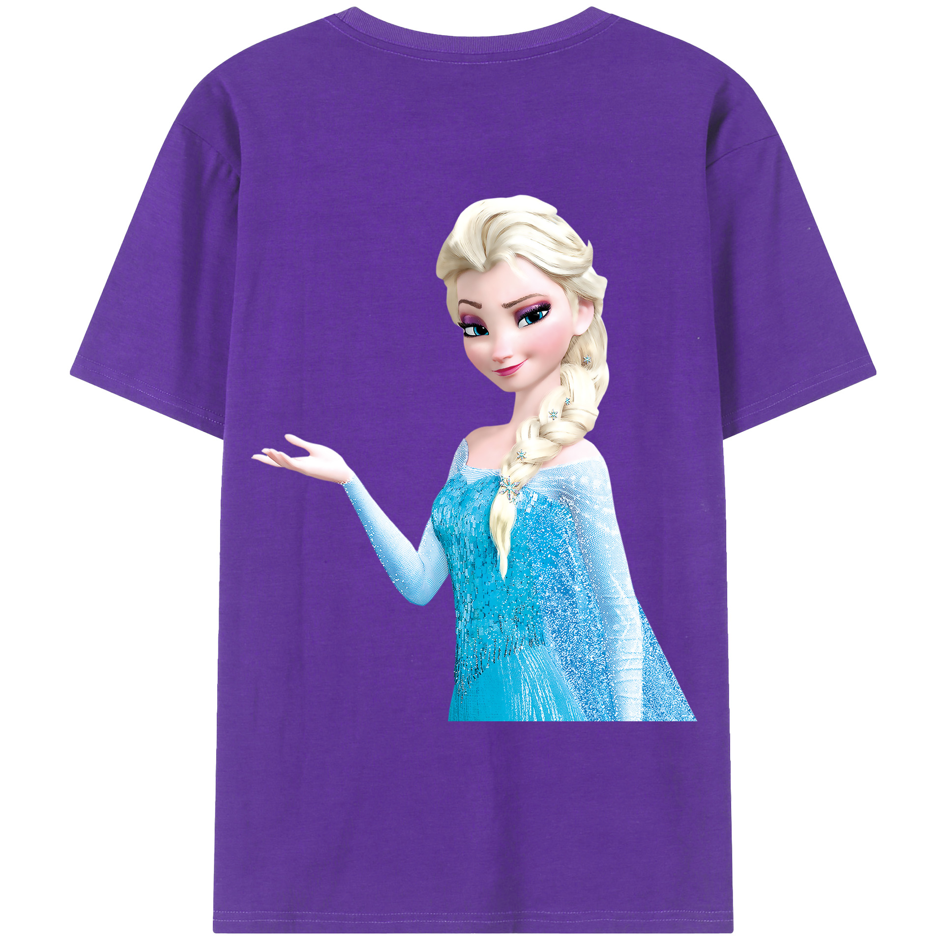 （画像用） アナと雪の女王 アンナ エルサ Frozen Anna Elsa 綿100％ メンズ半袖Tシャツ（バックプリント） 通気性