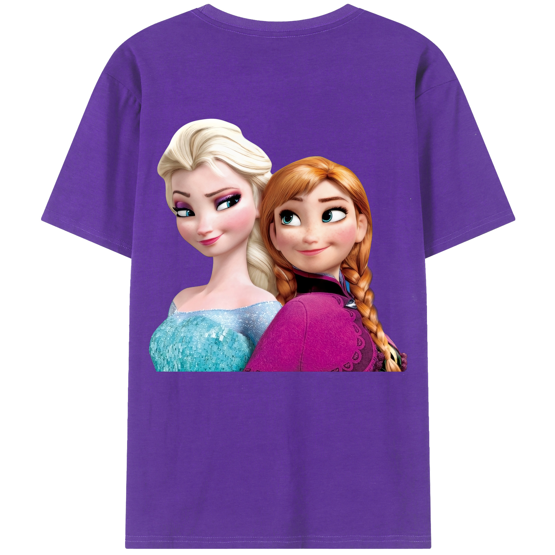 （画像用） アナと雪の女王 アンナ エルサ Frozen Anna Elsa 綿100％ メンズ半袖Tシャツ（バックプリント） 通気性