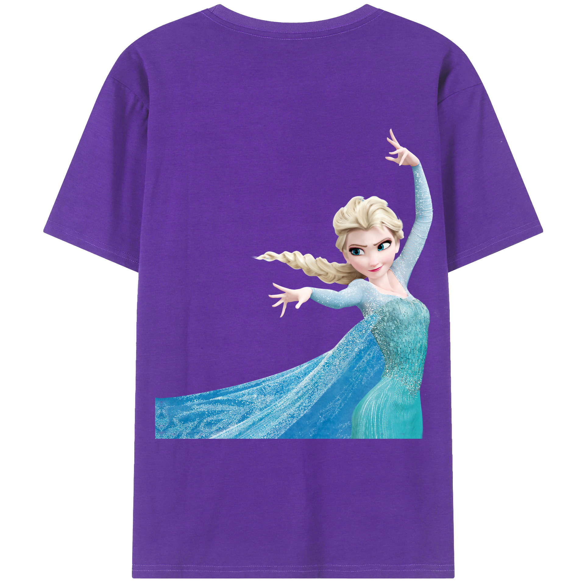 （画像用） アナと雪の女王 アンナ エルサ Frozen Anna Elsa 綿100％ メンズ半袖Tシャツ（バックプリント） 通気性