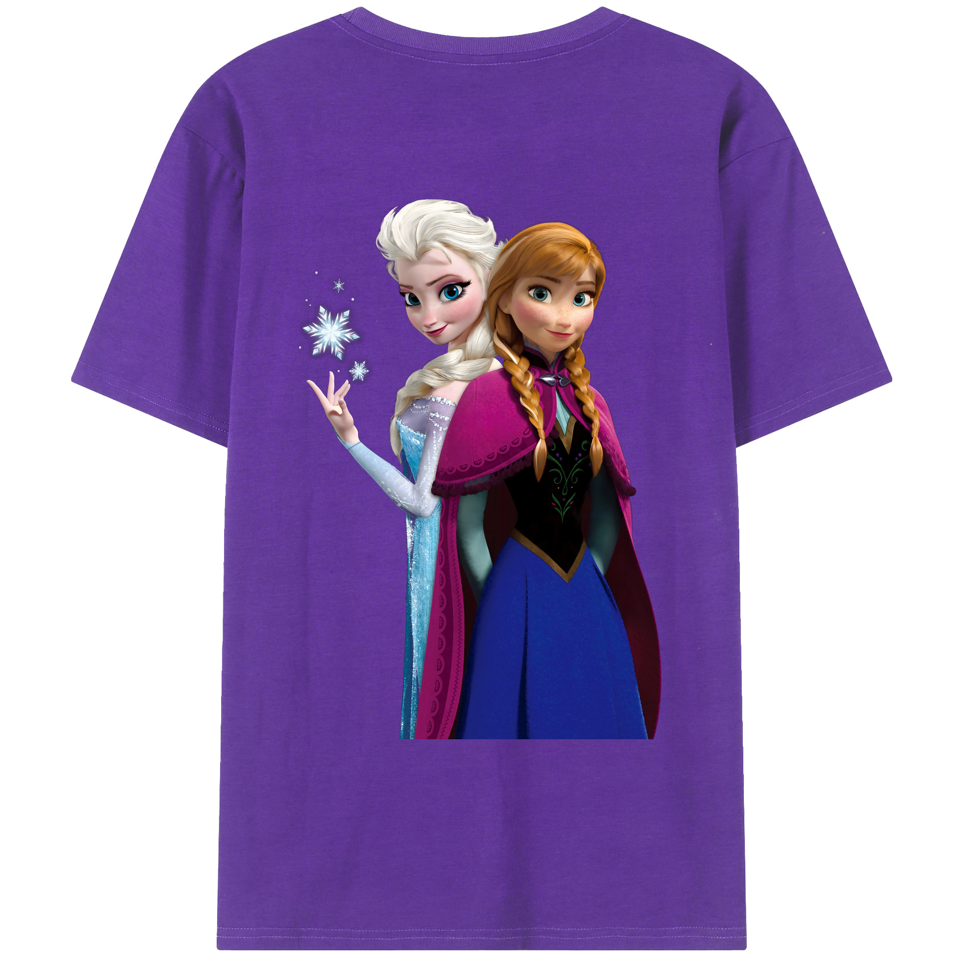 （画像用） アナと雪の女王 アンナ エルサ Frozen Anna Elsa 綿100％ メンズ半袖Tシャツ（バックプリント） 通気性