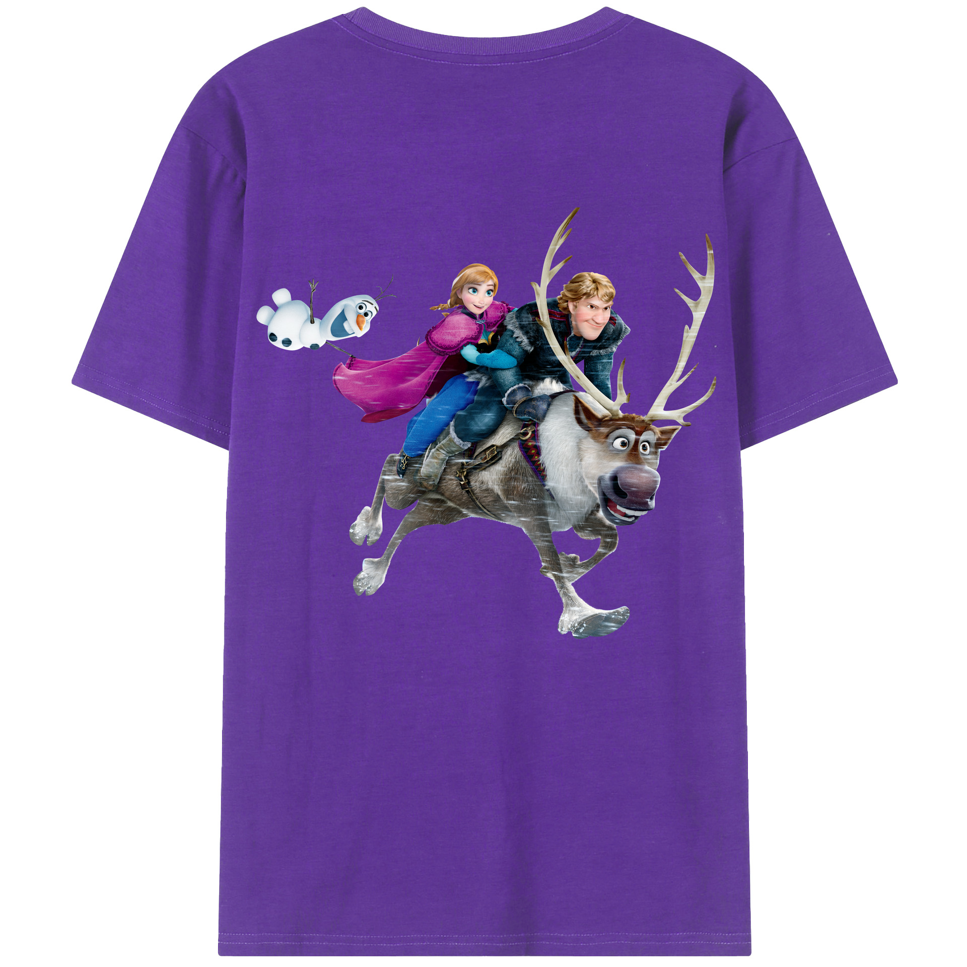 （画像用） アナと雪の女王 アンナ エルサ Frozen Anna Elsa 綿100％ メンズ半袖Tシャツ（バックプリント） 通気性