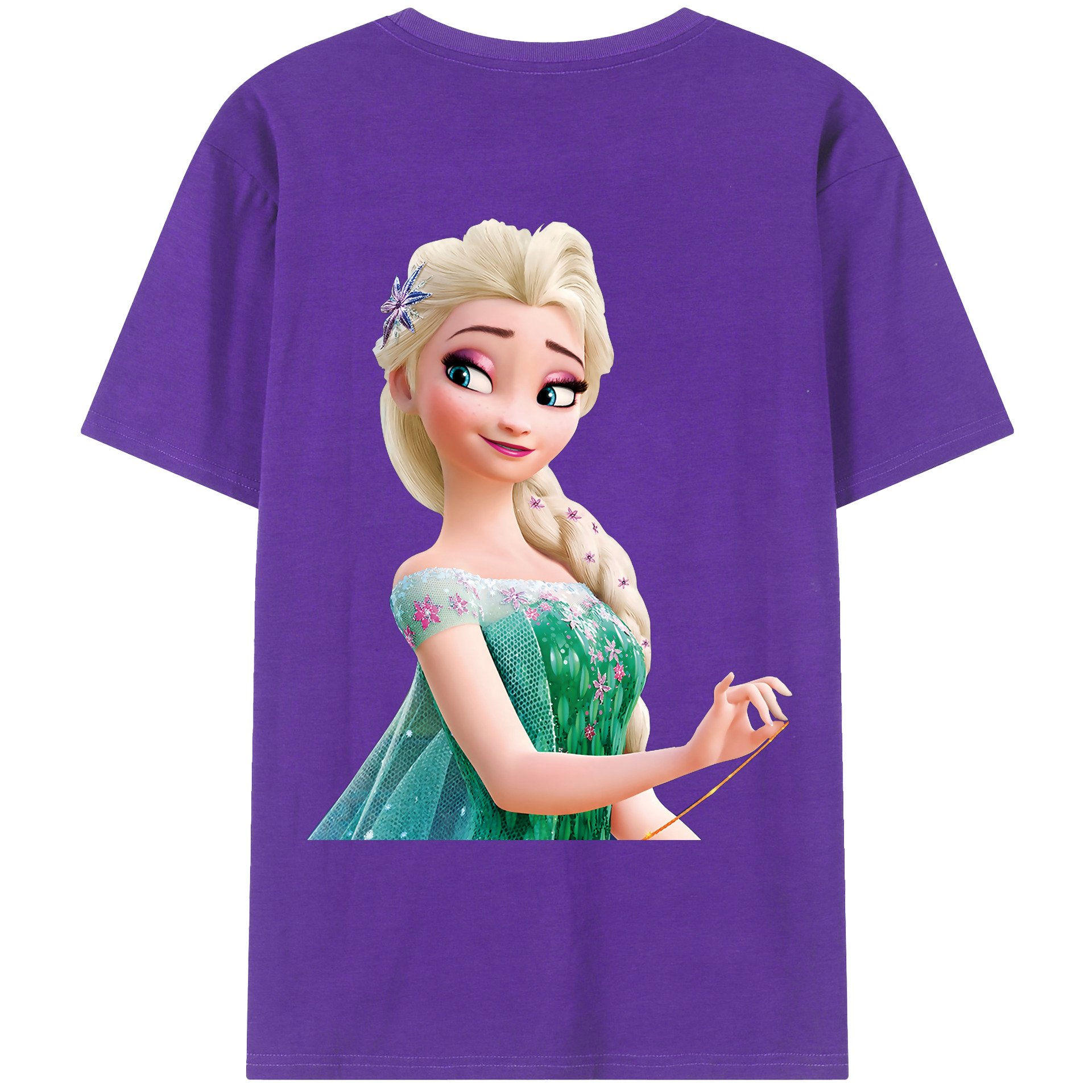 （画像用） アナと雪の女王 アンナ エルサ Frozen Anna Elsa 綿100％ メンズ半袖Tシャツ（バックプリント） 通気性