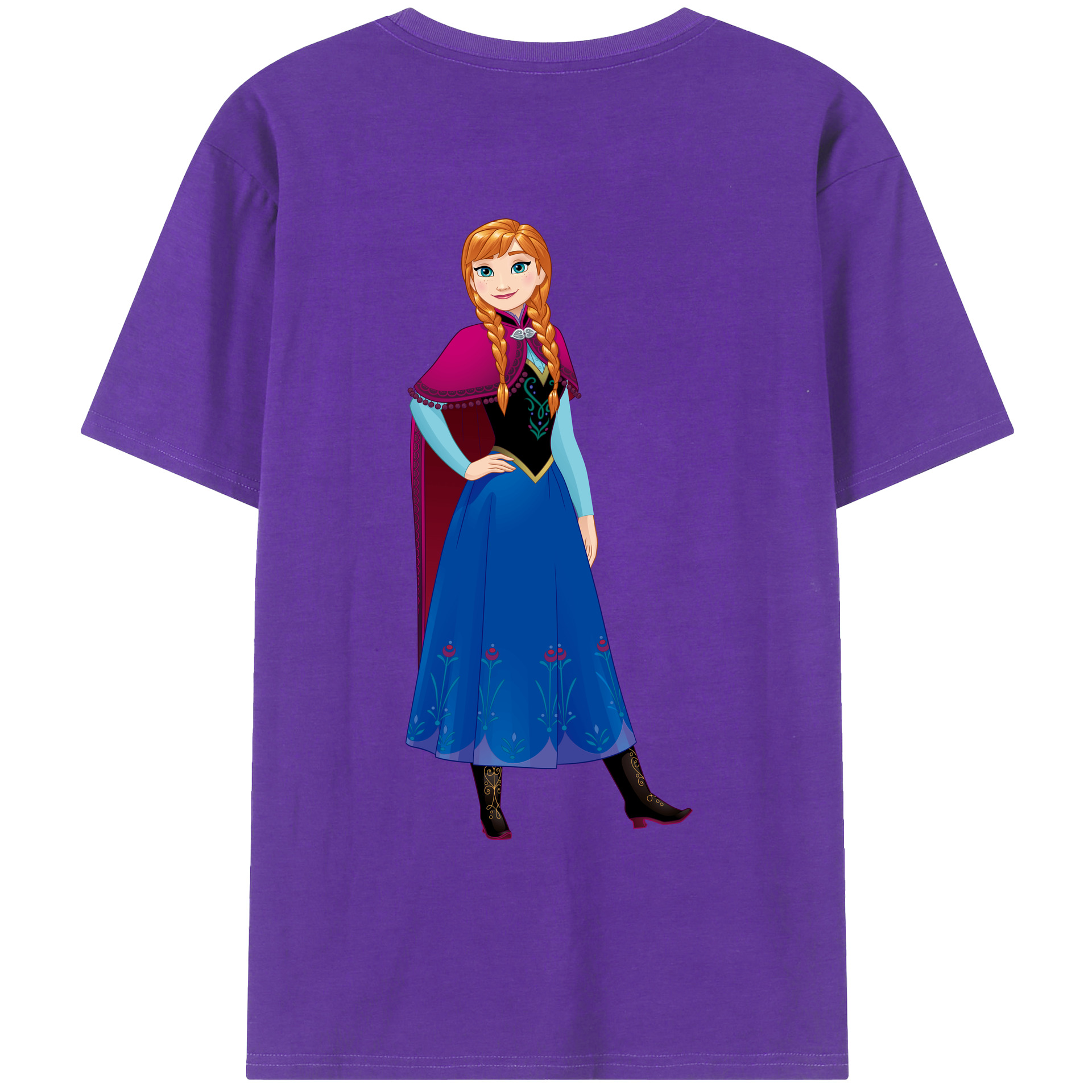 （画像用） アナと雪の女王 アンナ エルサ Frozen Anna Elsa 綿100％ メンズ半袖Tシャツ（バックプリント） 通気性