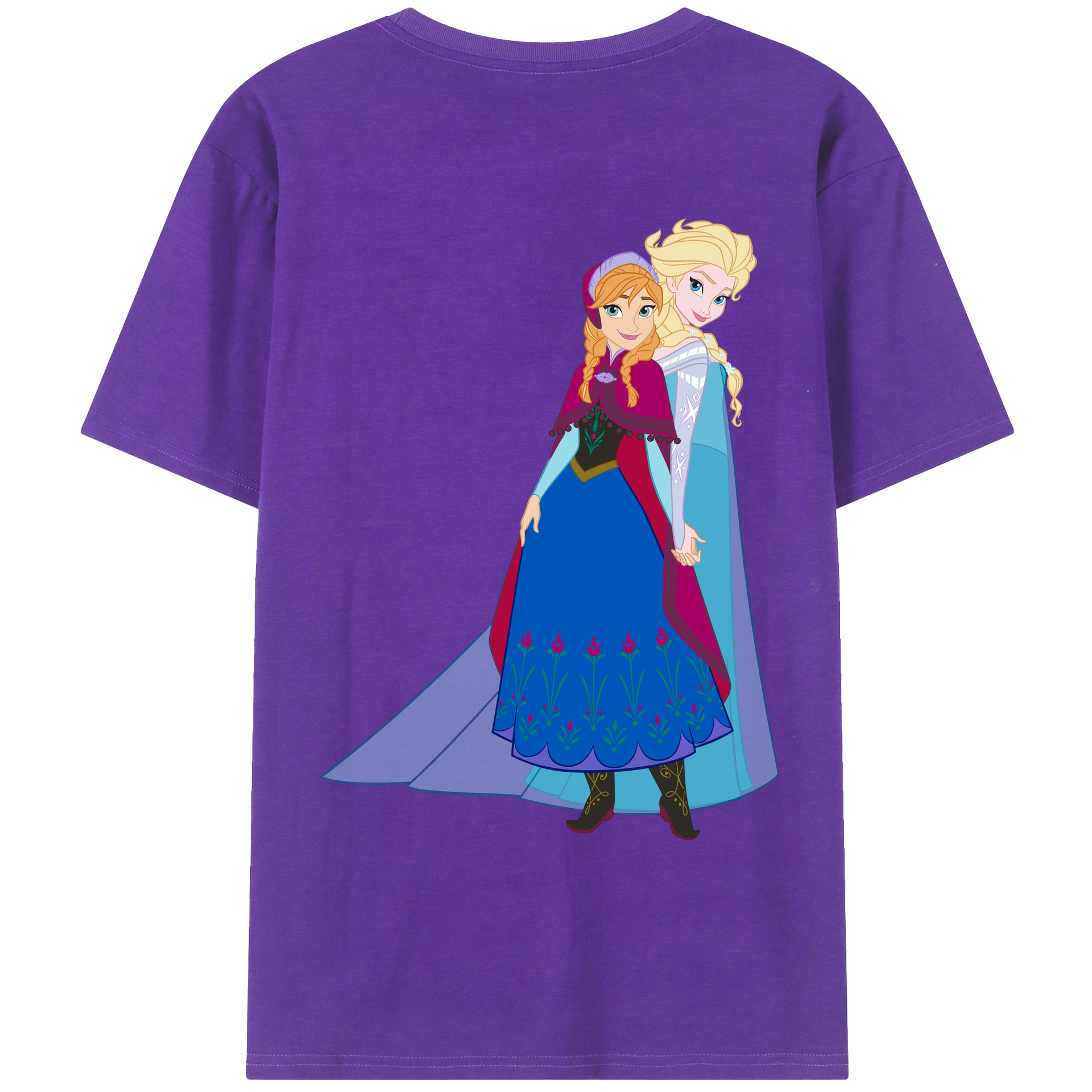 （画像用） アナと雪の女王 アンナ エルサ Frozen Anna Elsa 綿100％ メンズ半袖Tシャツ（バックプリント） 通気性