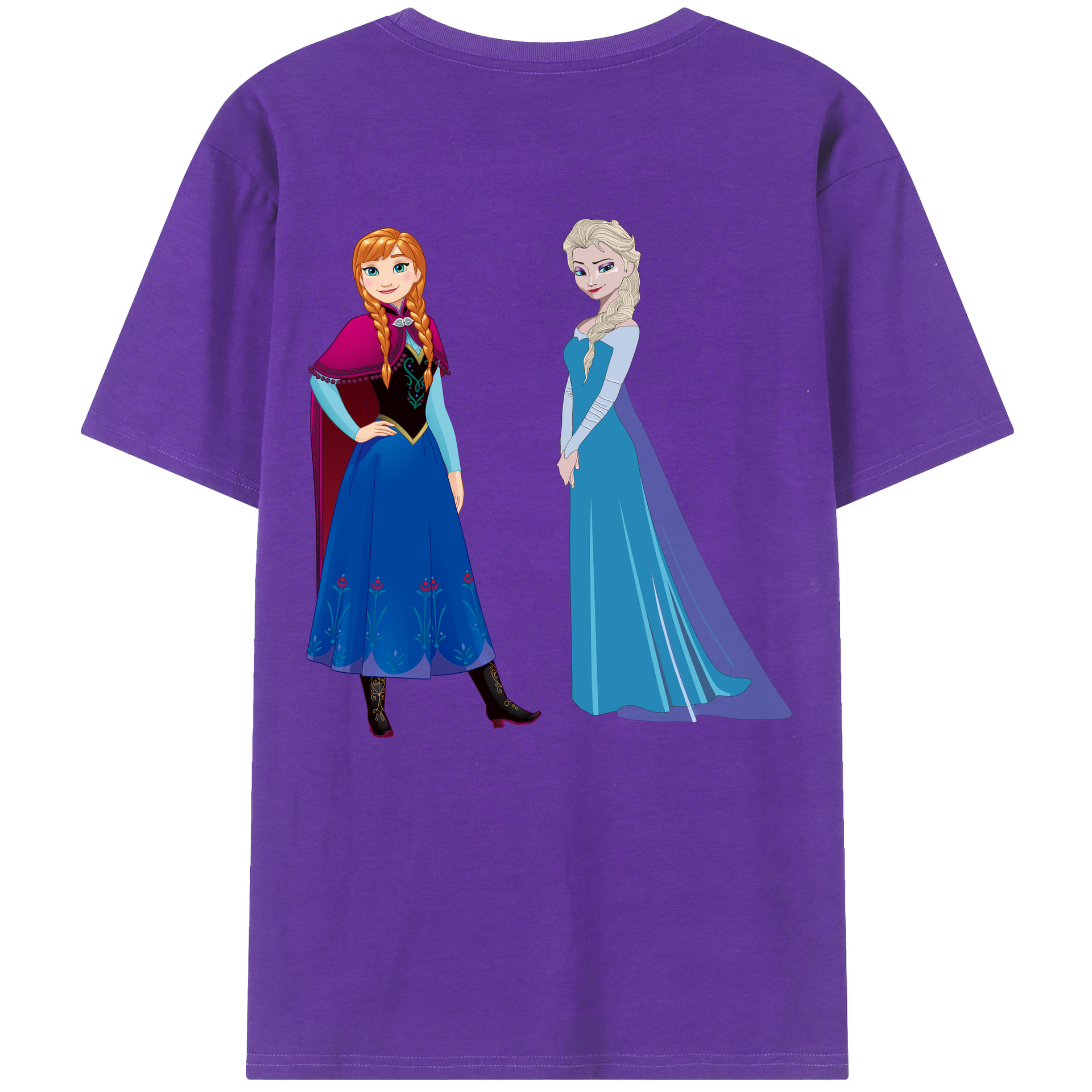 （画像用） アナと雪の女王 アンナ エルサ Frozen Anna Elsa 綿100％ メンズ半袖Tシャツ（バックプリント） 通気性