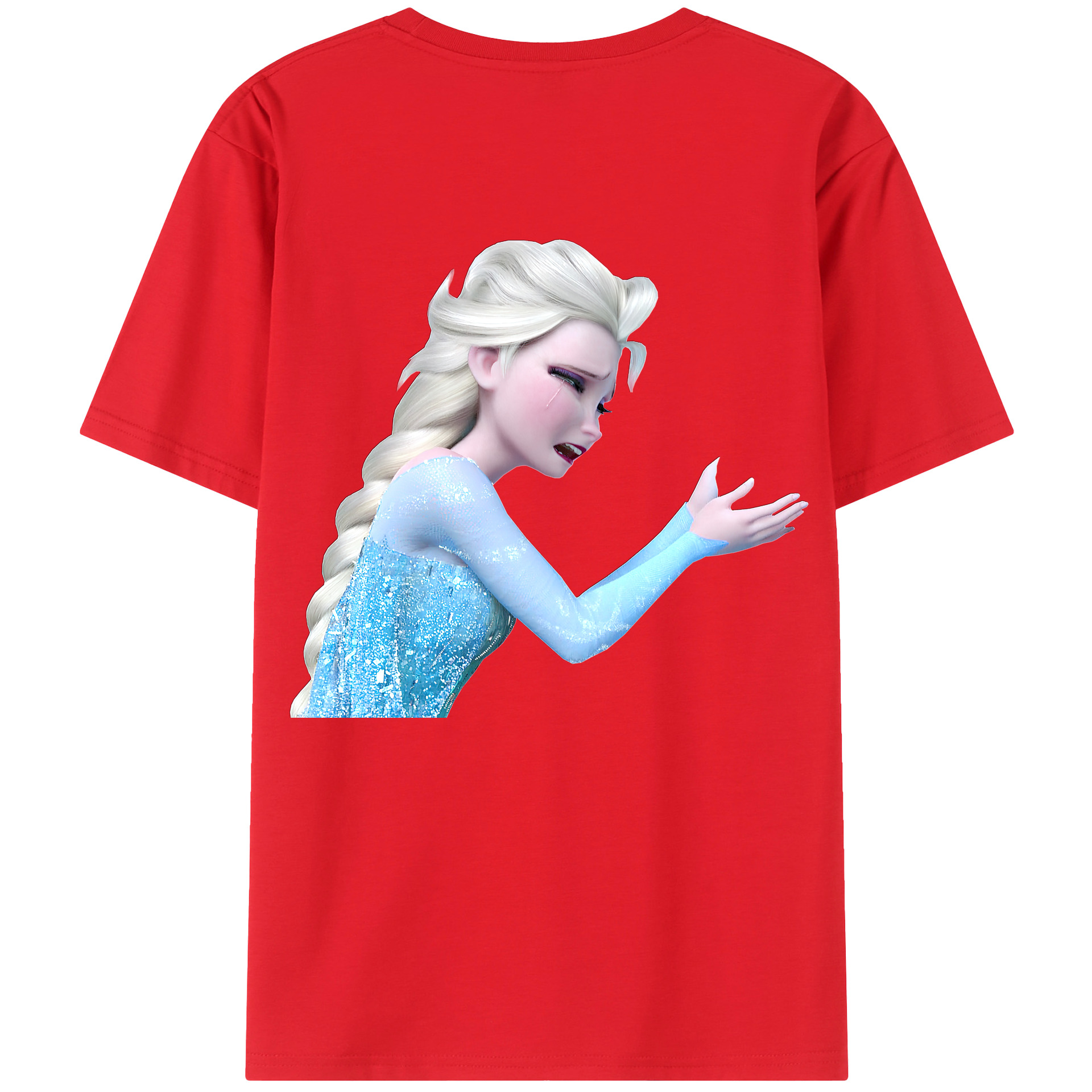 （画像用） アナと雪の女王 アンナ エルサ Frozen Anna Elsa 綿100％ メンズ半袖Tシャツ（バックプリント） 通気性