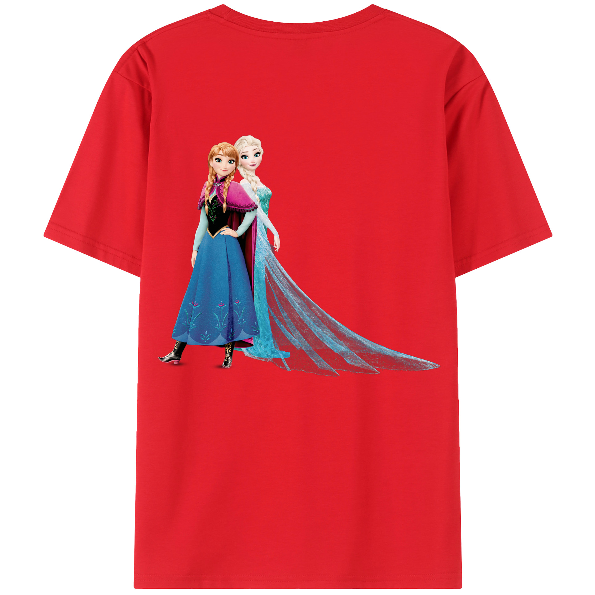 （画像用） アナと雪の女王 アンナ エルサ Frozen Anna Elsa 綿100％ メンズ半袖Tシャツ（バックプリント） 通気性