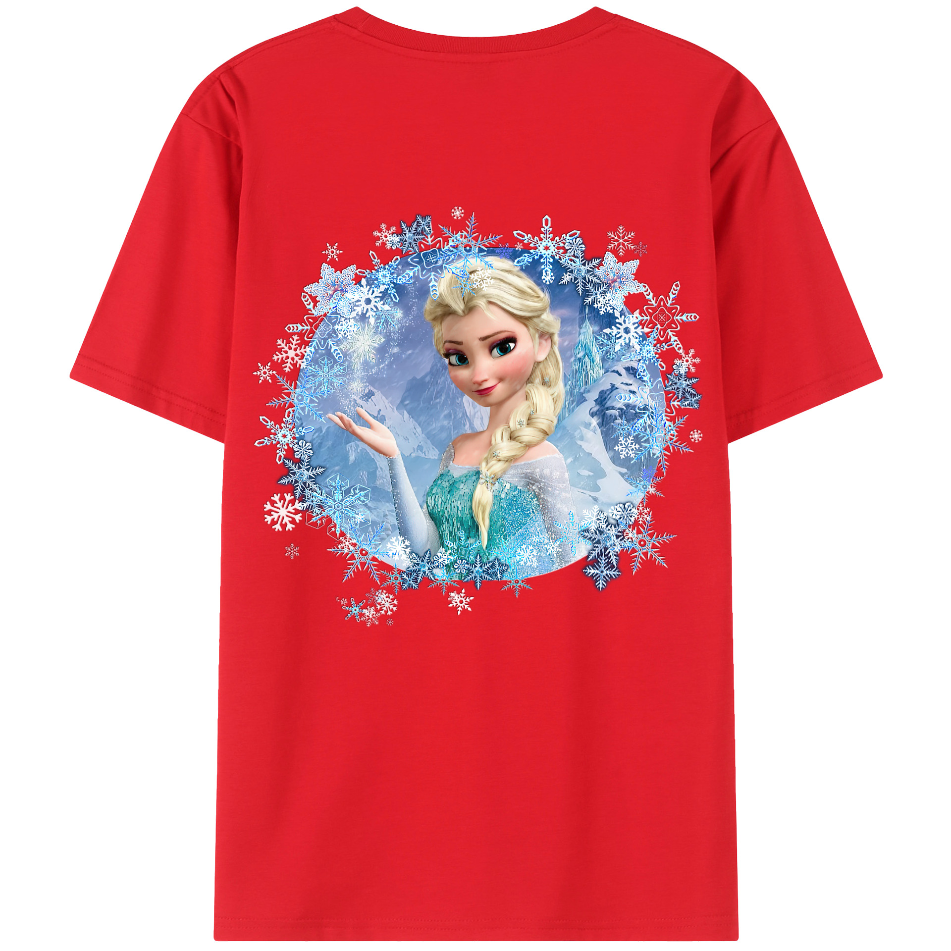 （画像用） アナと雪の女王 アンナ エルサ Frozen Anna Elsa 綿100％ メンズ半袖Tシャツ（バックプリント） 通気性