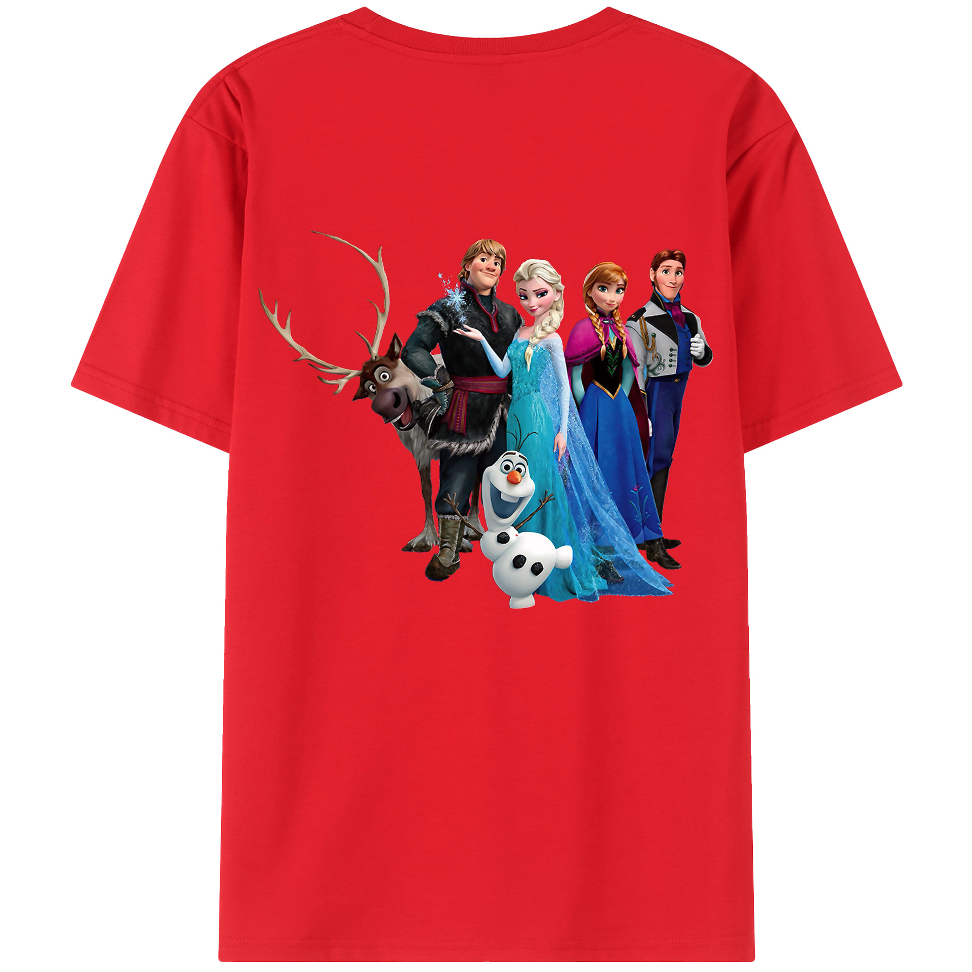 （画像用） アナと雪の女王 アンナ エルサ Frozen Anna Elsa 綿100％ メンズ半袖Tシャツ（バックプリント） 通気性