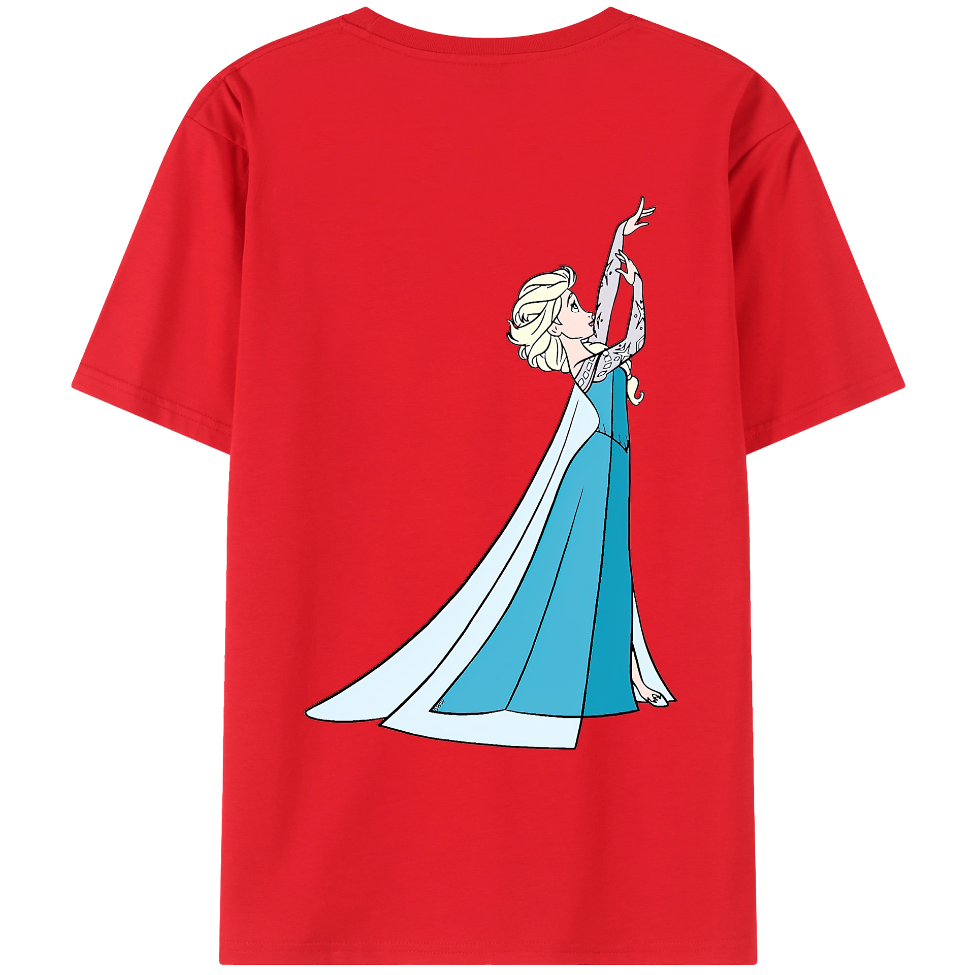 （画像用） アナと雪の女王 アンナ エルサ Frozen Anna Elsa 綿100％ メンズ半袖Tシャツ（バックプリント） 通気性