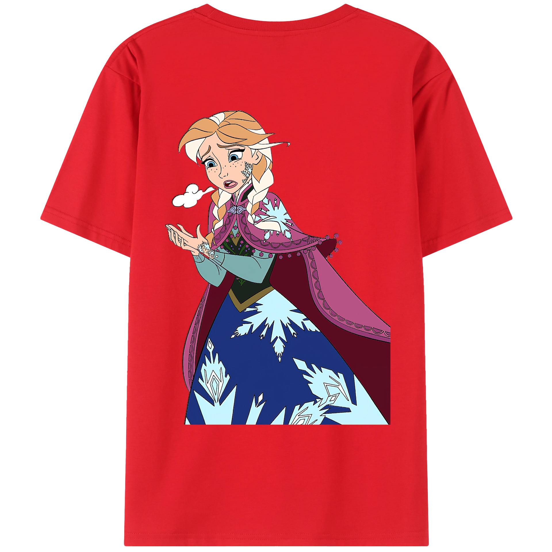 （画像用） アナと雪の女王 アンナ エルサ Frozen Anna Elsa 綿100％ メンズ半袖Tシャツ（バックプリント） 通気性