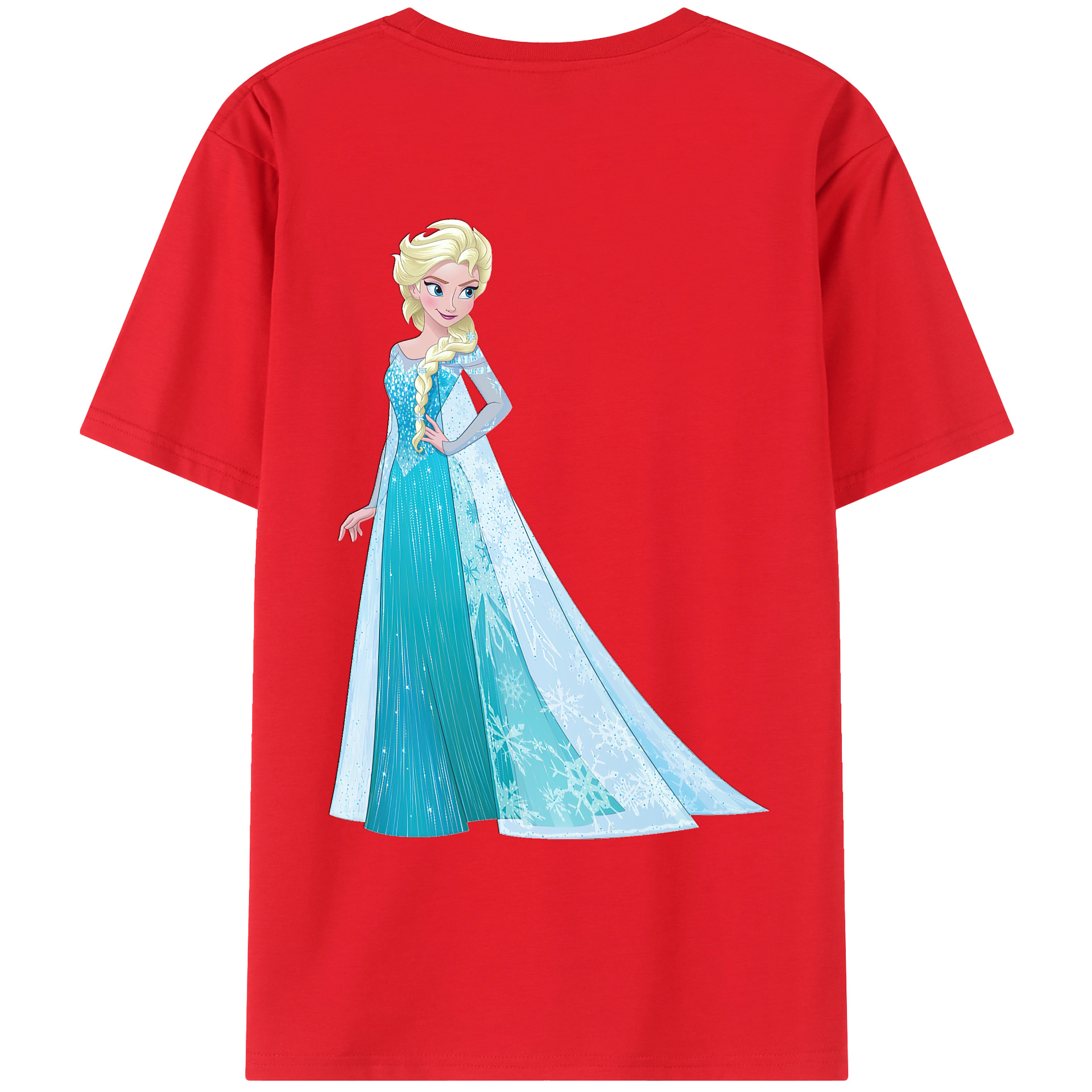 （画像用） アナと雪の女王 アンナ エルサ Frozen Anna Elsa 綿100％ メンズ半袖Tシャツ（バックプリント） 通気性