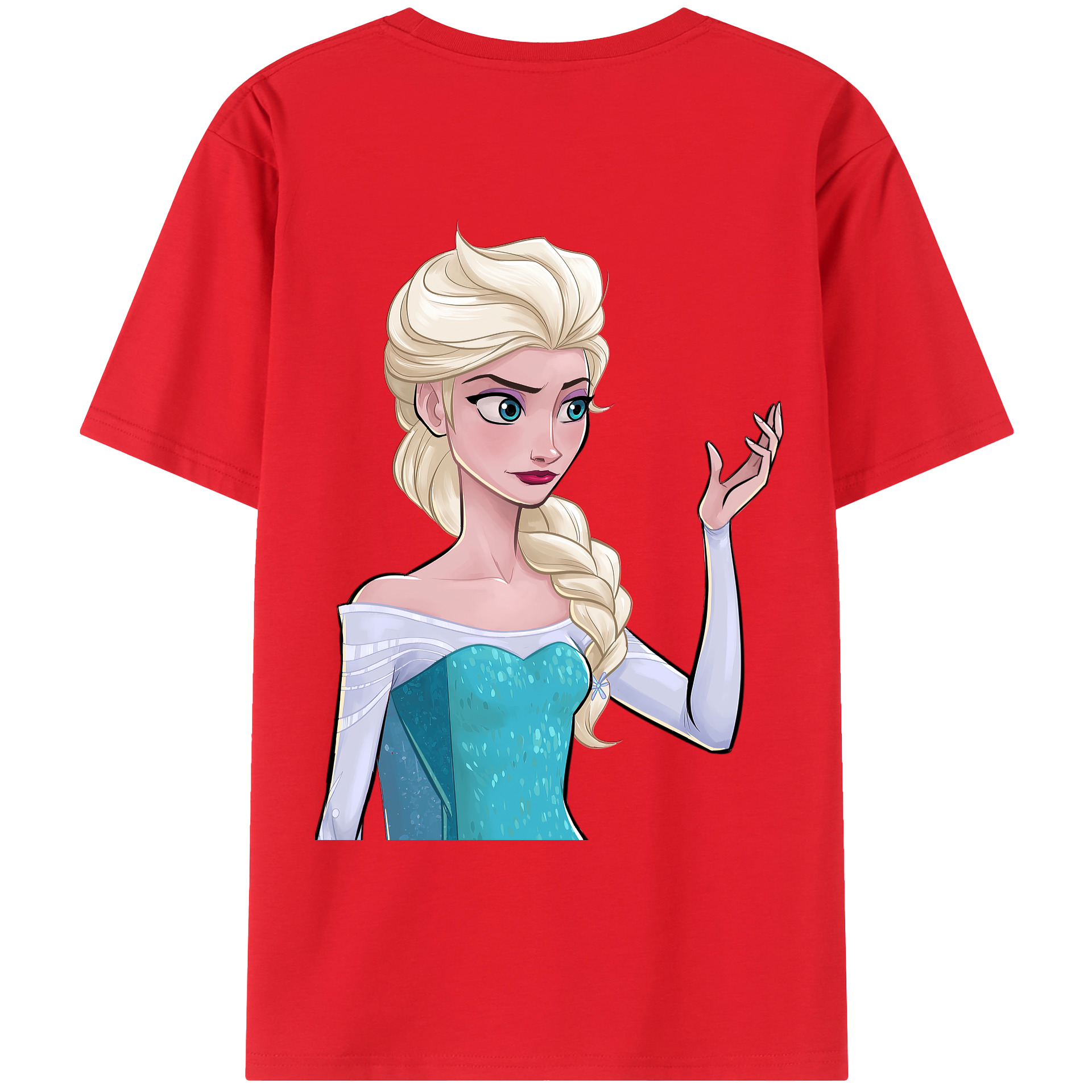 （画像用） アナと雪の女王 アンナ エルサ Frozen Anna Elsa 綿100％ メンズ半袖Tシャツ（バックプリント） 通気性