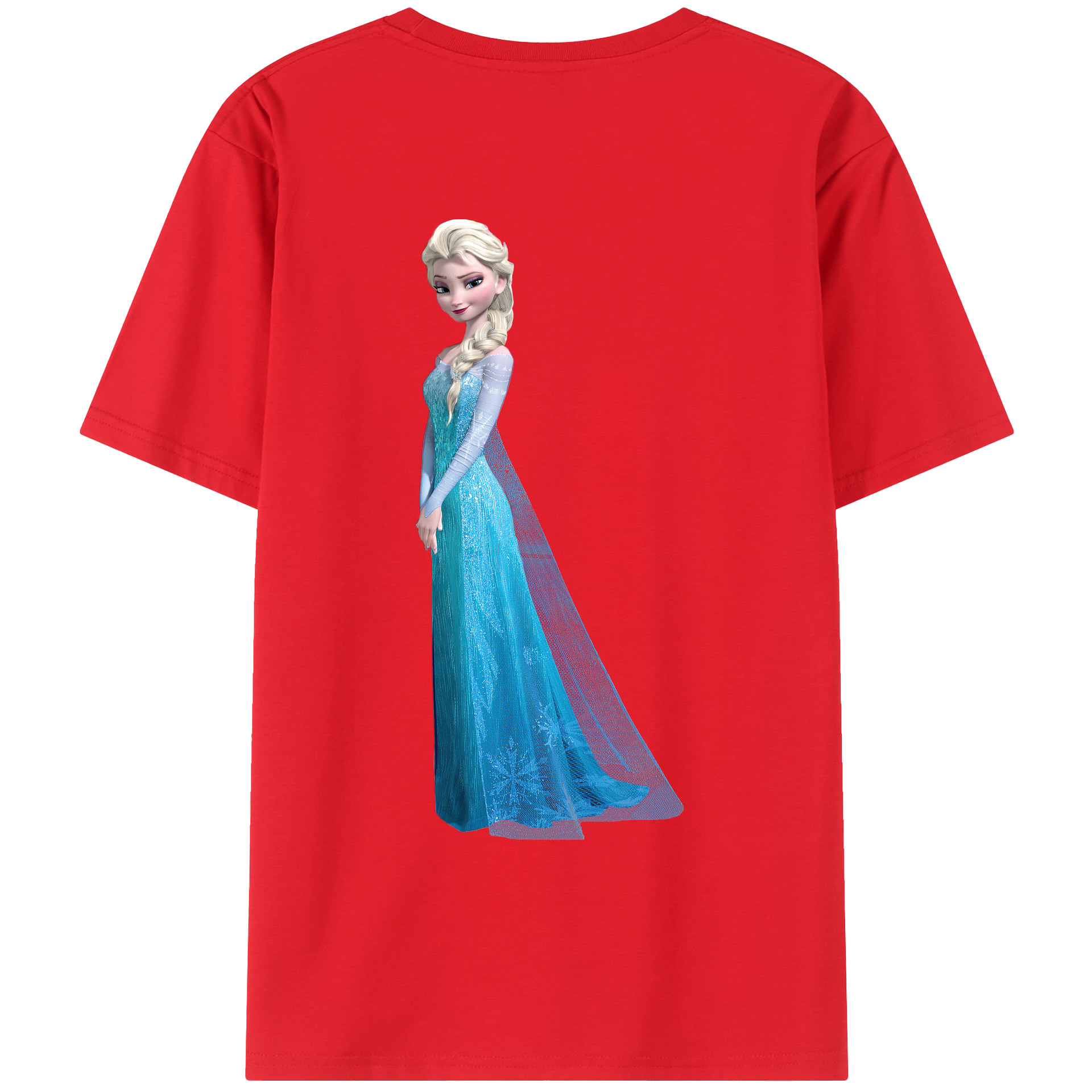 （画像用） アナと雪の女王 アンナ エルサ Frozen Anna Elsa 綿100％ メンズ半袖Tシャツ（バックプリント） 通気性