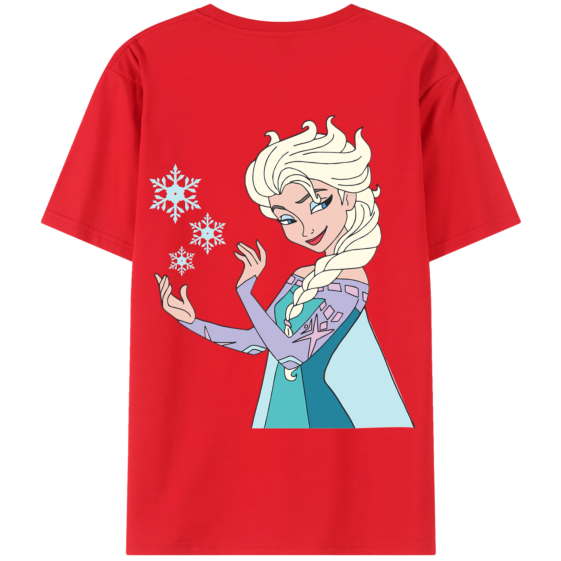 （画像用） アナと雪の女王 アンナ エルサ Frozen Anna Elsa 綿100％ メンズ半袖Tシャツ（バックプリント） 通気性