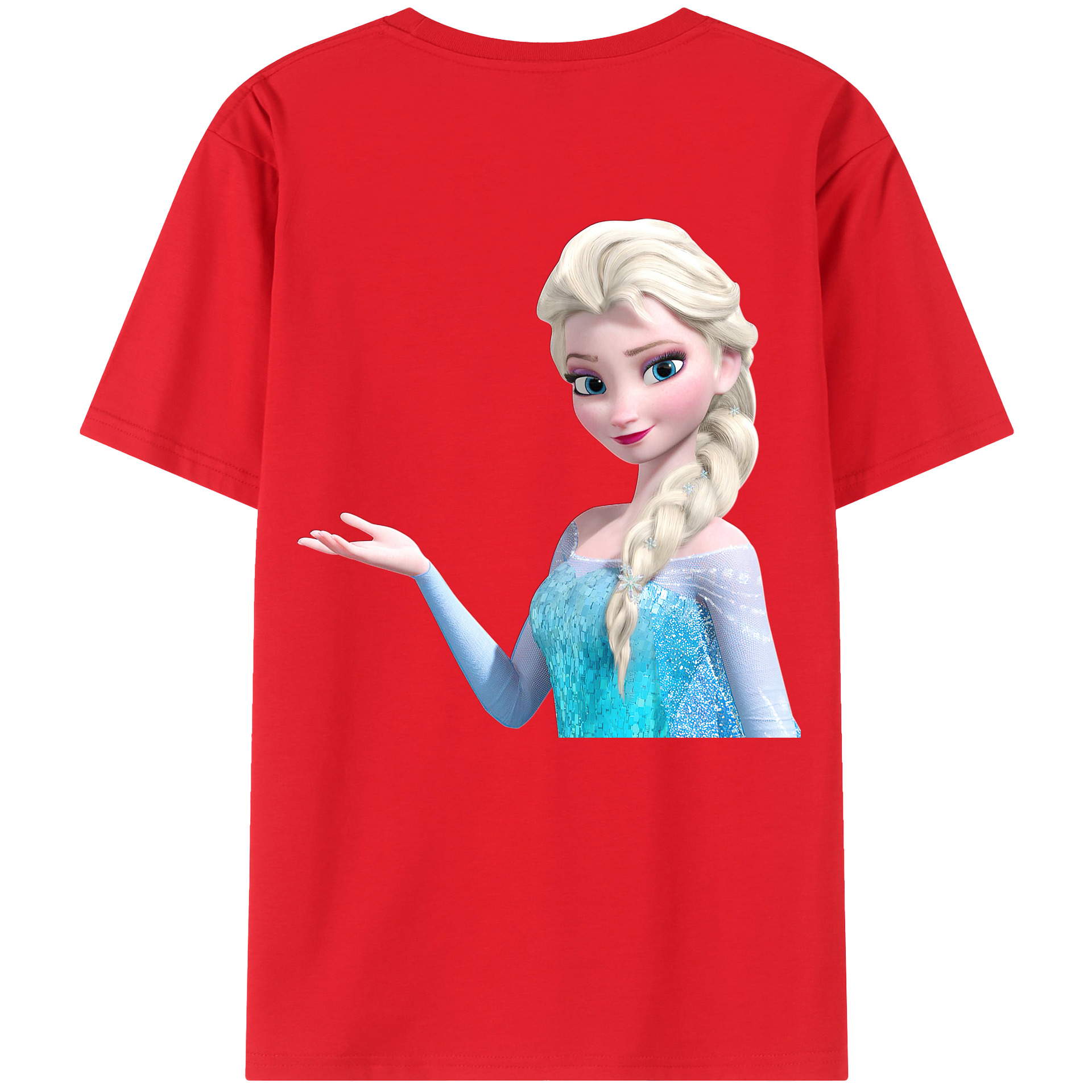 （画像用） アナと雪の女王 アンナ エルサ Frozen Anna Elsa 綿100％ メンズ半袖Tシャツ（バックプリント） 通気性