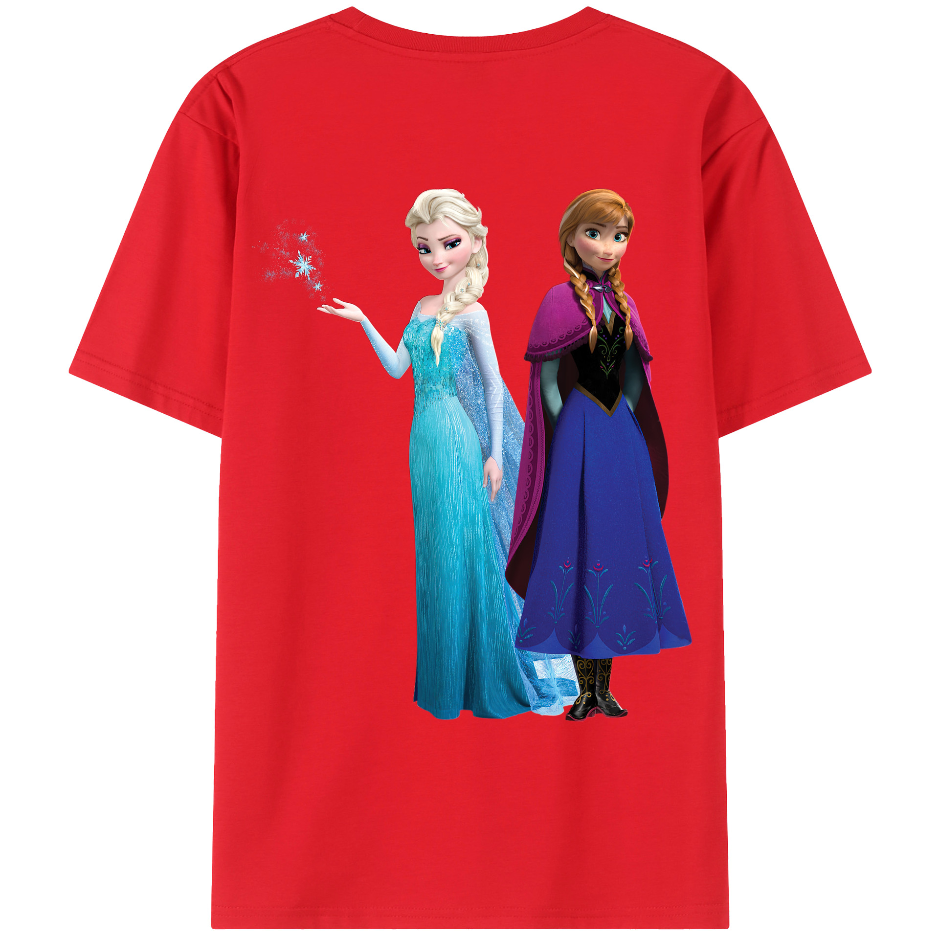 （画像用） アナと雪の女王 アンナ エルサ Frozen Anna Elsa 綿100％ メンズ半袖Tシャツ（バックプリント） 通気性