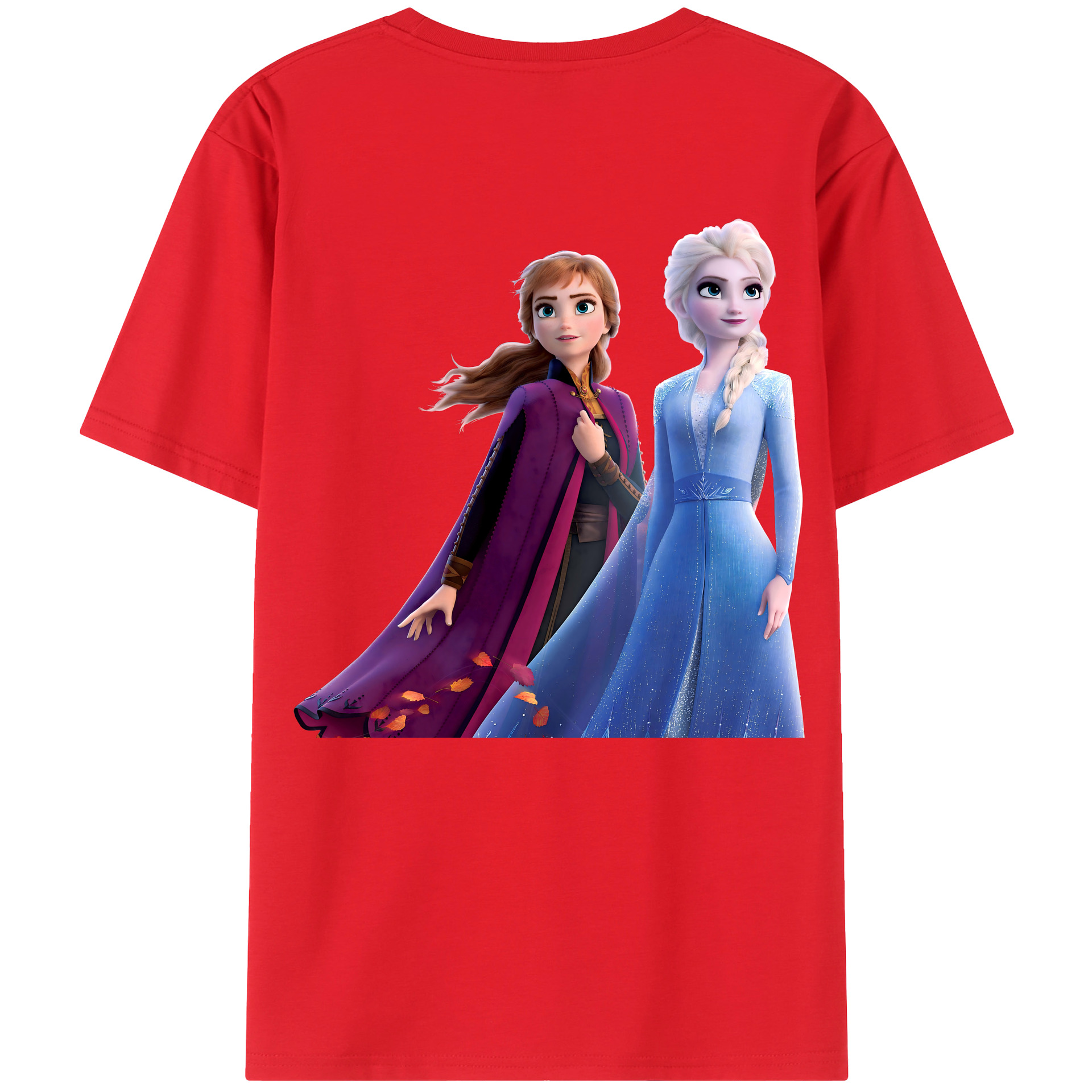 （画像用） アナと雪の女王 アンナ エルサ Frozen Anna Elsa 綿100％ メンズ半袖Tシャツ（バックプリント） 通気性