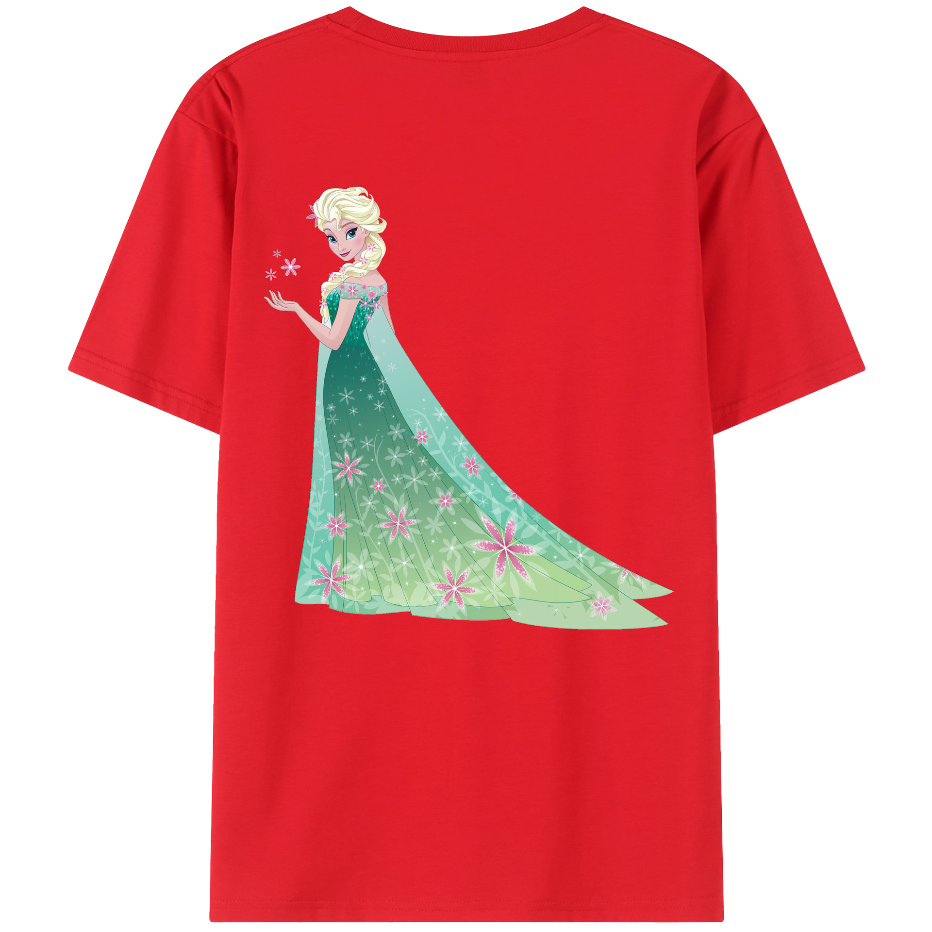 （画像用） アナと雪の女王 アンナ エルサ Frozen Anna Elsa 綿100％ メンズ半袖Tシャツ（バックプリント） 通気性