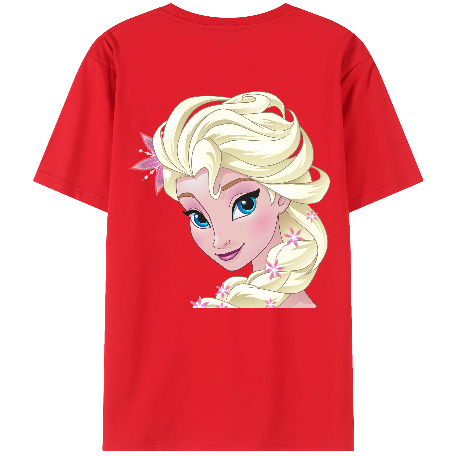 （画像用） アナと雪の女王 アンナ エルサ Frozen Anna Elsa 綿100％ メンズ半袖Tシャツ（バックプリント） 通気性