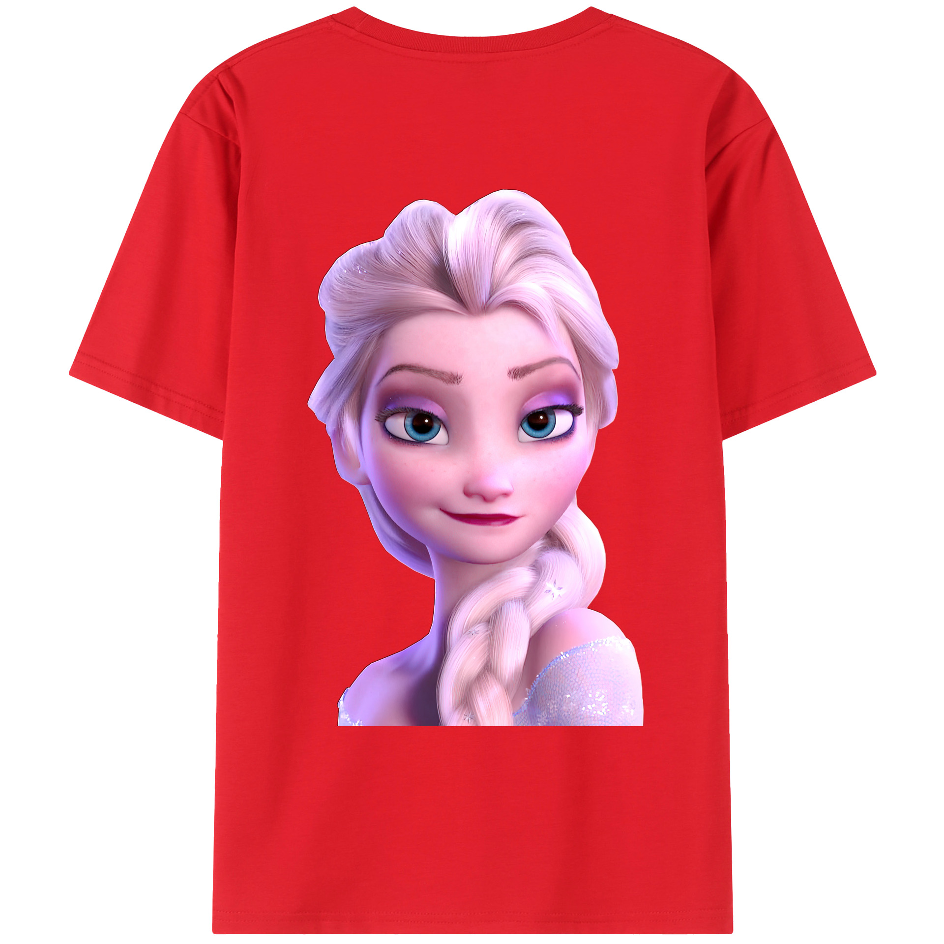 （画像用） アナと雪の女王 アンナ エルサ Frozen Anna Elsa 綿100％ メンズ半袖Tシャツ（バックプリント） 通気性