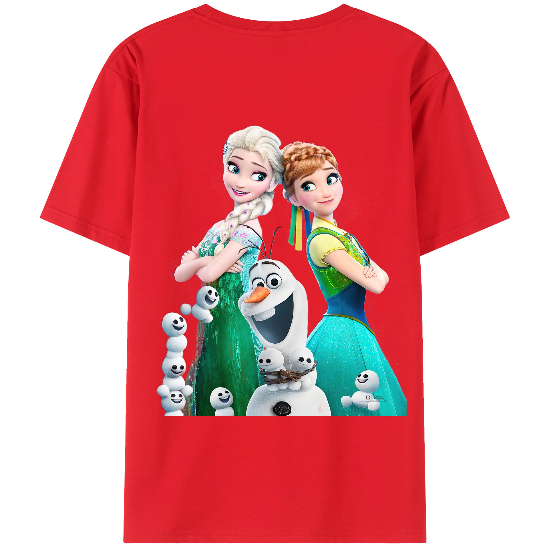 （画像用） アナと雪の女王 アンナ エルサ Frozen Anna Elsa 綿100％ メンズ半袖Tシャツ（バックプリント） 通気性