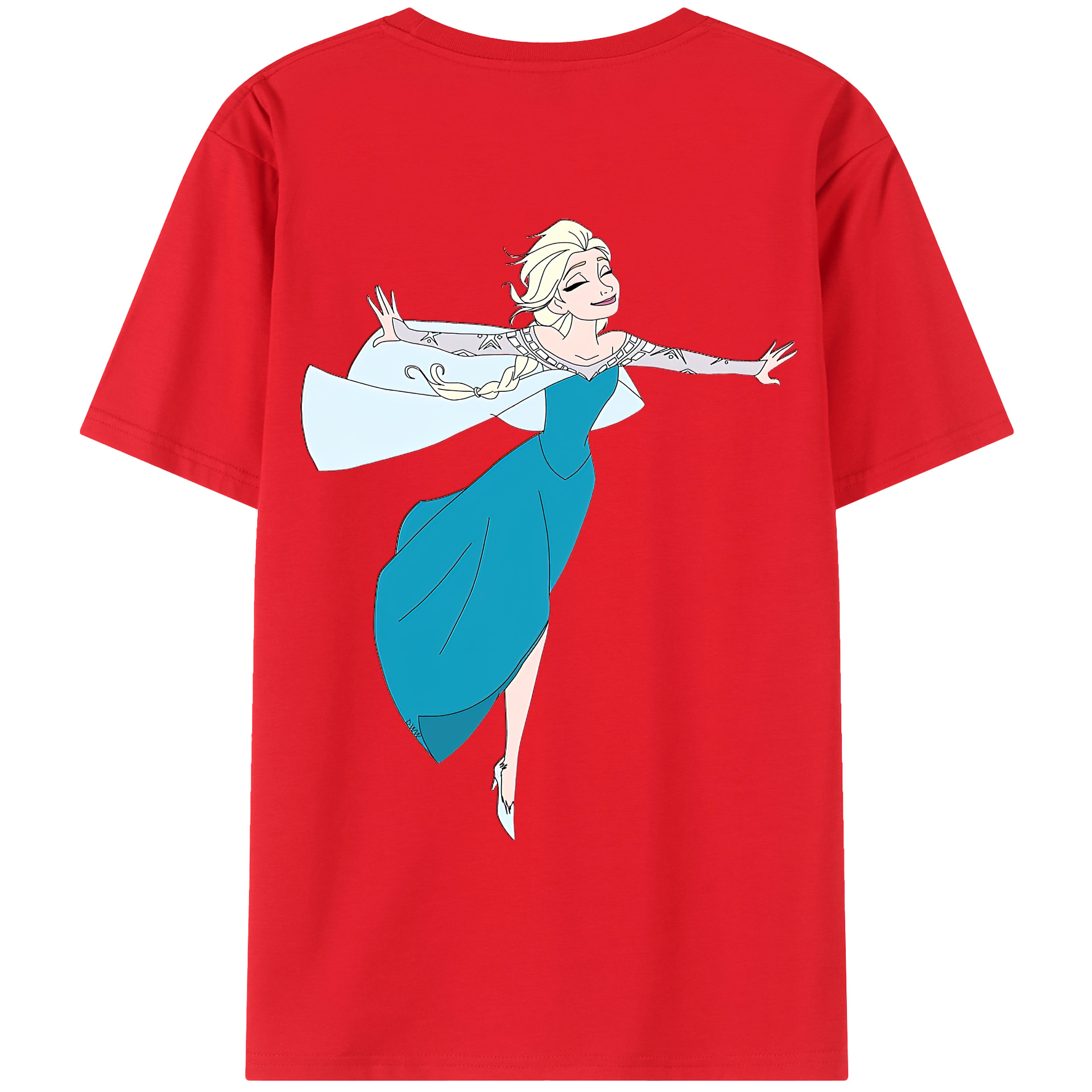 （画像用） アナと雪の女王 アンナ エルサ Frozen Anna Elsa 綿100％ メンズ半袖Tシャツ（バックプリント） 通気性