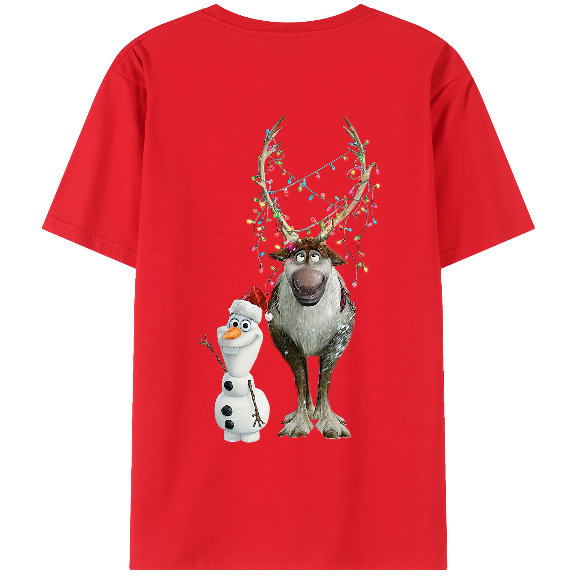 （画像用） アナと雪の女王 アンナ エルサ Frozen Anna Elsa 綿100％ メンズ半袖Tシャツ（バックプリント） 通気性