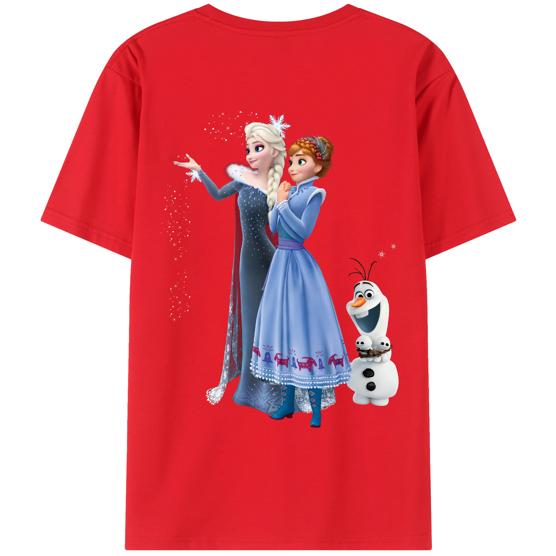 （画像用） アナと雪の女王 アンナ エルサ Frozen Anna Elsa 綿100％ メンズ半袖Tシャツ（バックプリント） 通気性