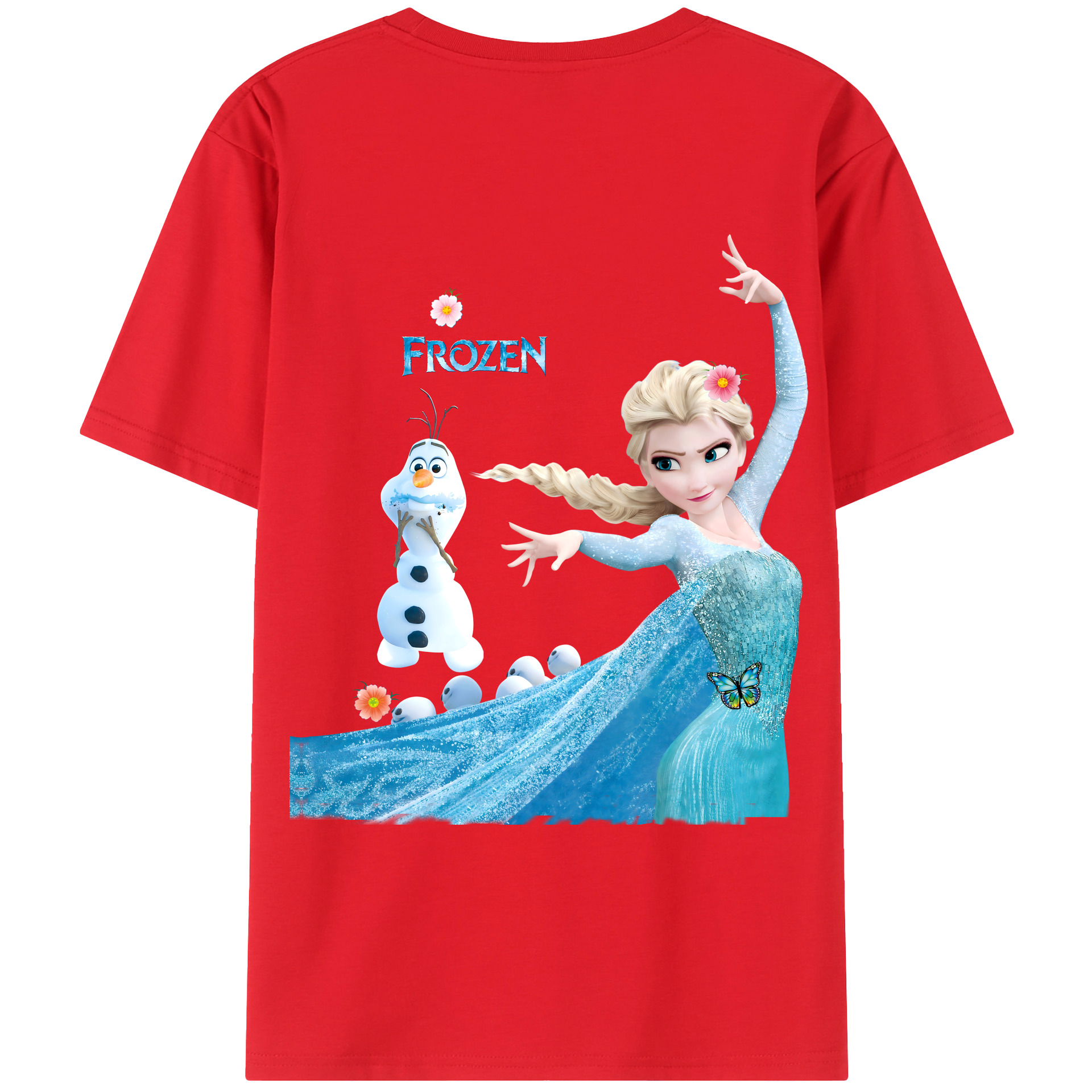 （画像用） アナと雪の女王 アンナ エルサ Frozen Anna Elsa 綿100％ メンズ半袖Tシャツ（バックプリント） 通気性