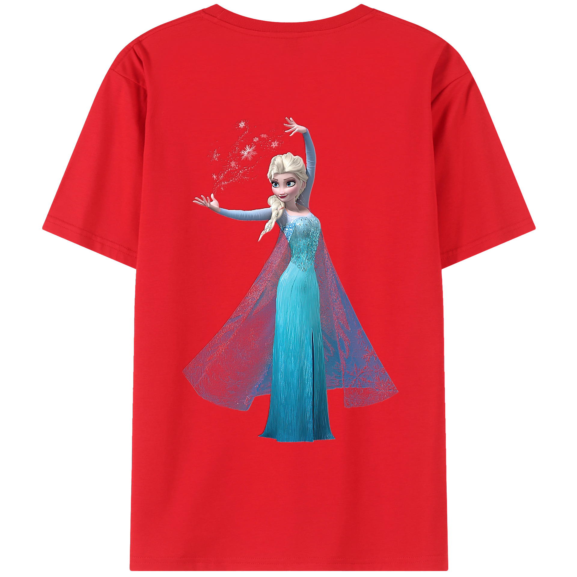 （画像用） アナと雪の女王 アンナ エルサ Frozen Anna Elsa 綿100％ メンズ半袖Tシャツ（バックプリント） 通気性