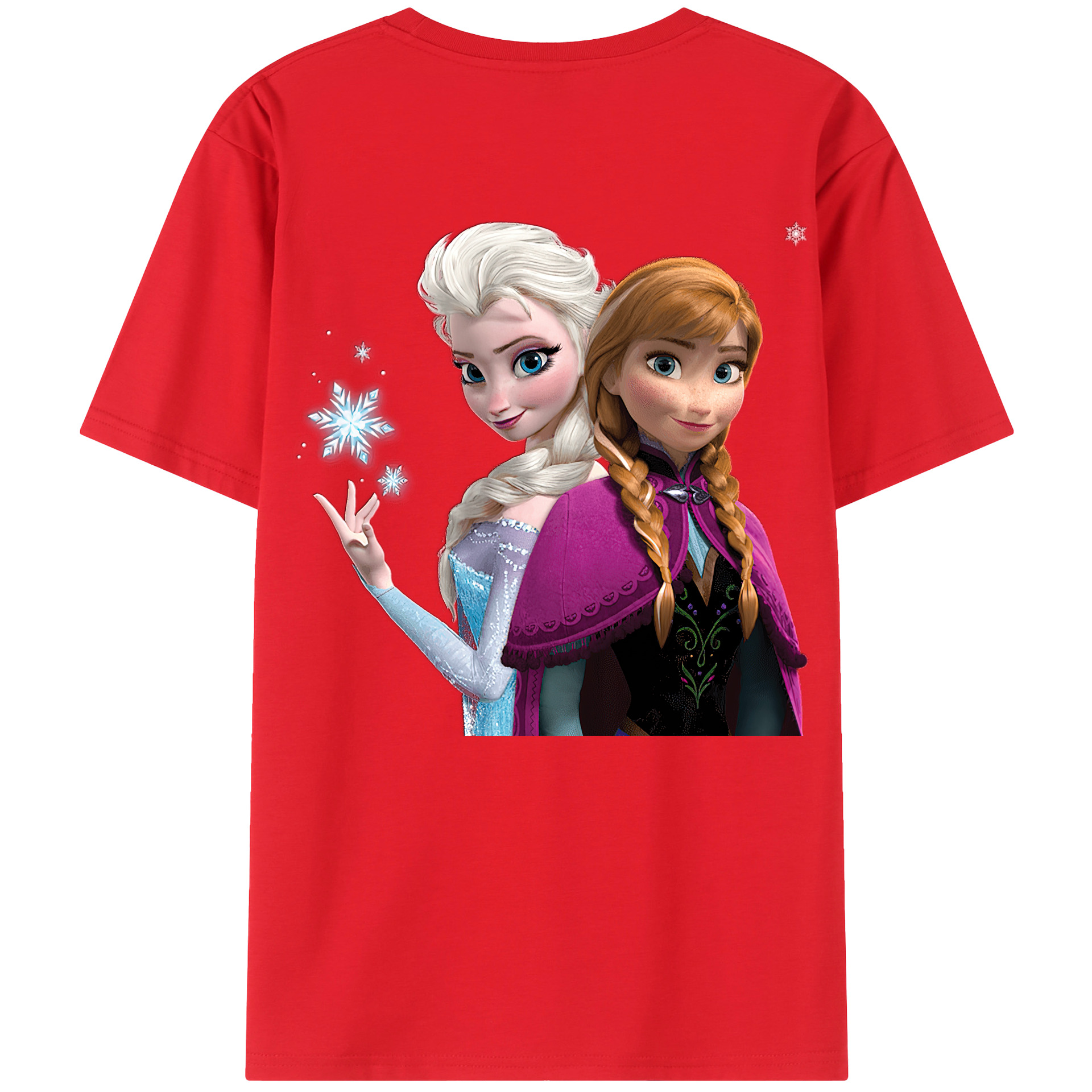 （画像用） アナと雪の女王 アンナ エルサ Frozen Anna Elsa 綿100％ メンズ半袖Tシャツ（バックプリント） 通気性