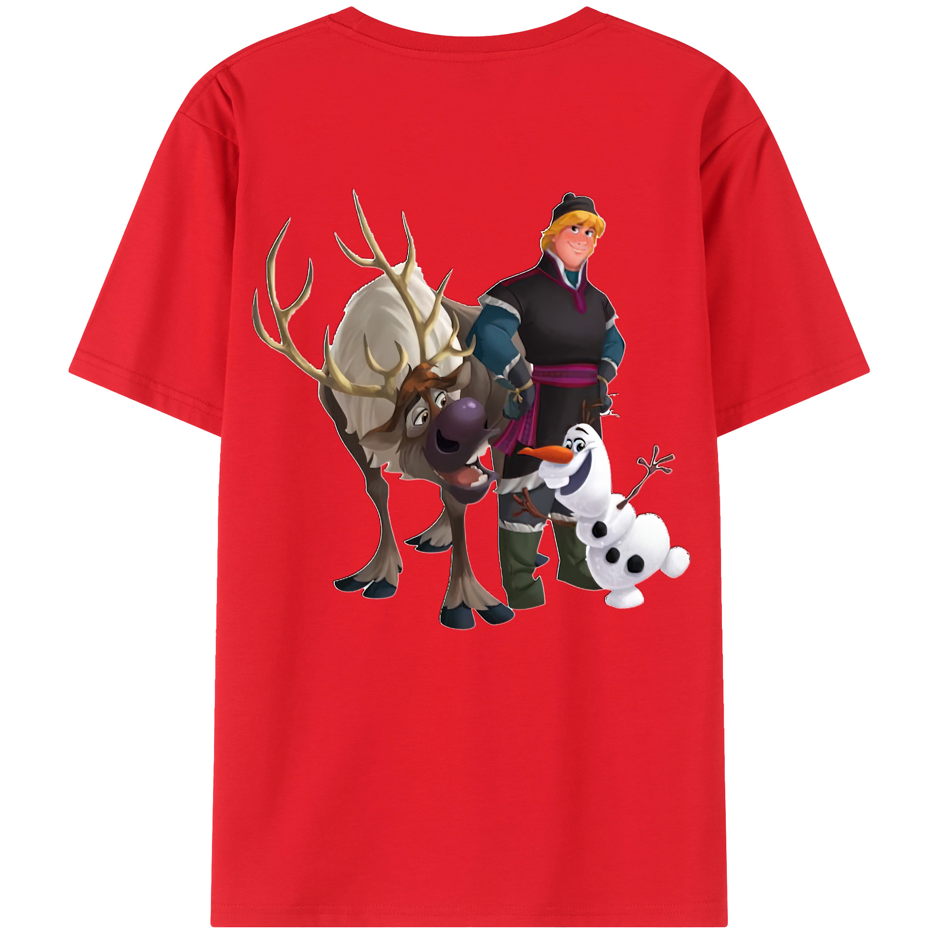 （画像用） アナと雪の女王 アンナ エルサ Frozen Anna Elsa 綿100％ メンズ半袖Tシャツ（バックプリント） 通気性