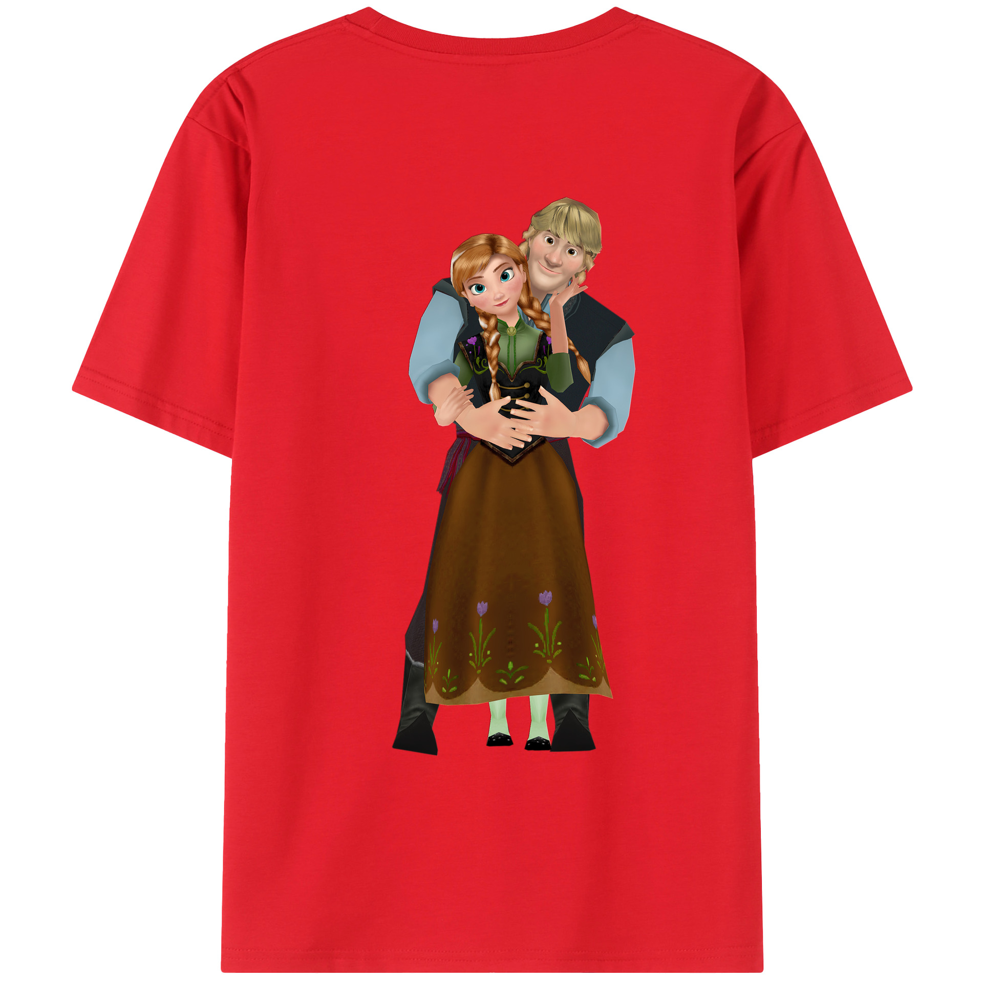 （画像用） アナと雪の女王 アンナ エルサ Frozen Anna Elsa 綿100％ メンズ半袖Tシャツ（バックプリント） 通気性