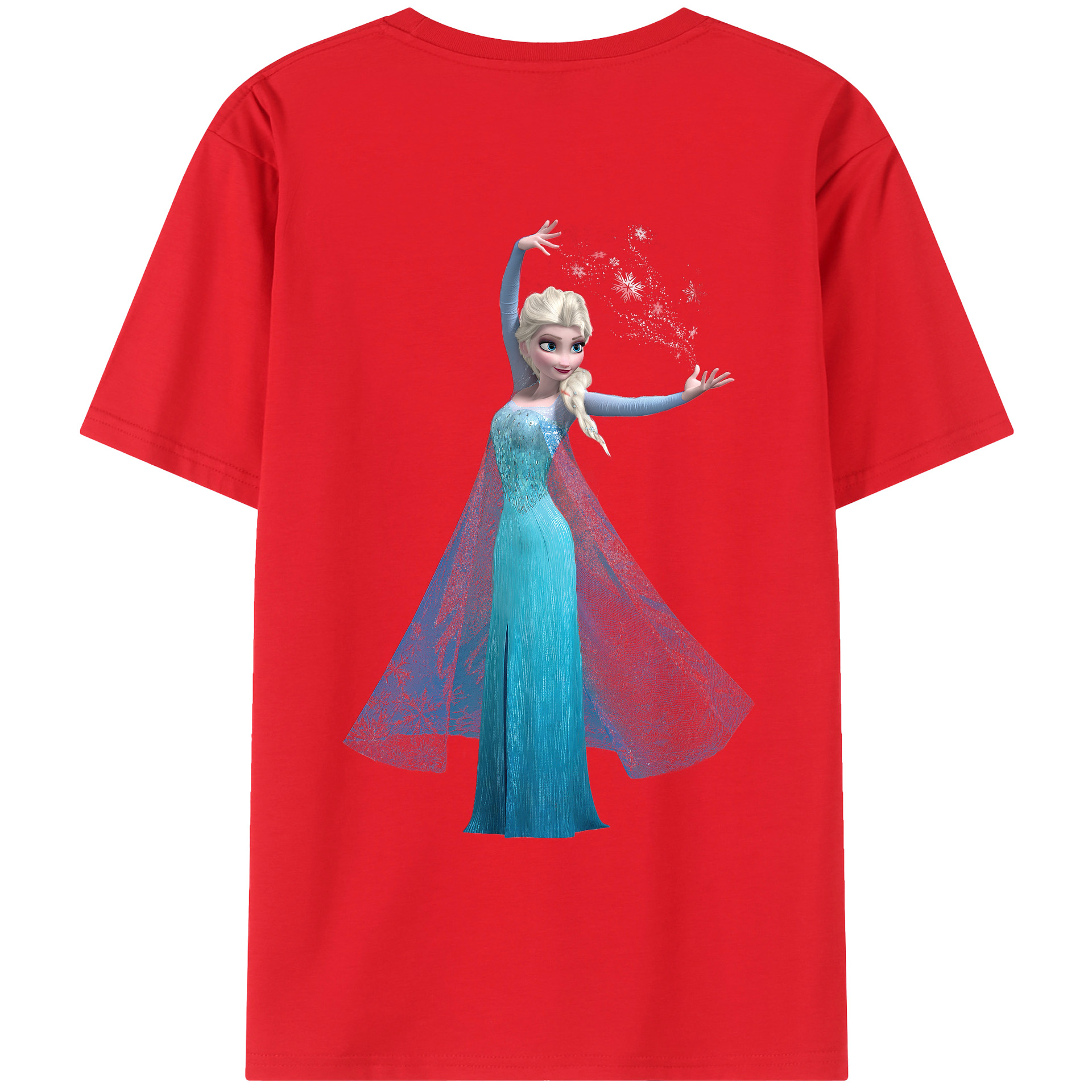 （画像用） アナと雪の女王 アンナ エルサ Frozen Anna Elsa 綿100％ メンズ半袖Tシャツ（バックプリント） 通気性